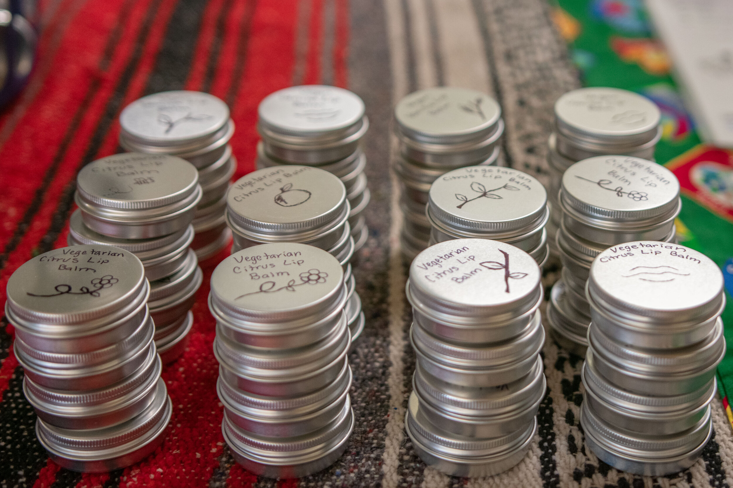  Free homemade lip balms made with Vitamin E and Mango Butter at Plastic Free SMC’s table at the SMC cafeteria. (Conner Savage/The Corsair) 