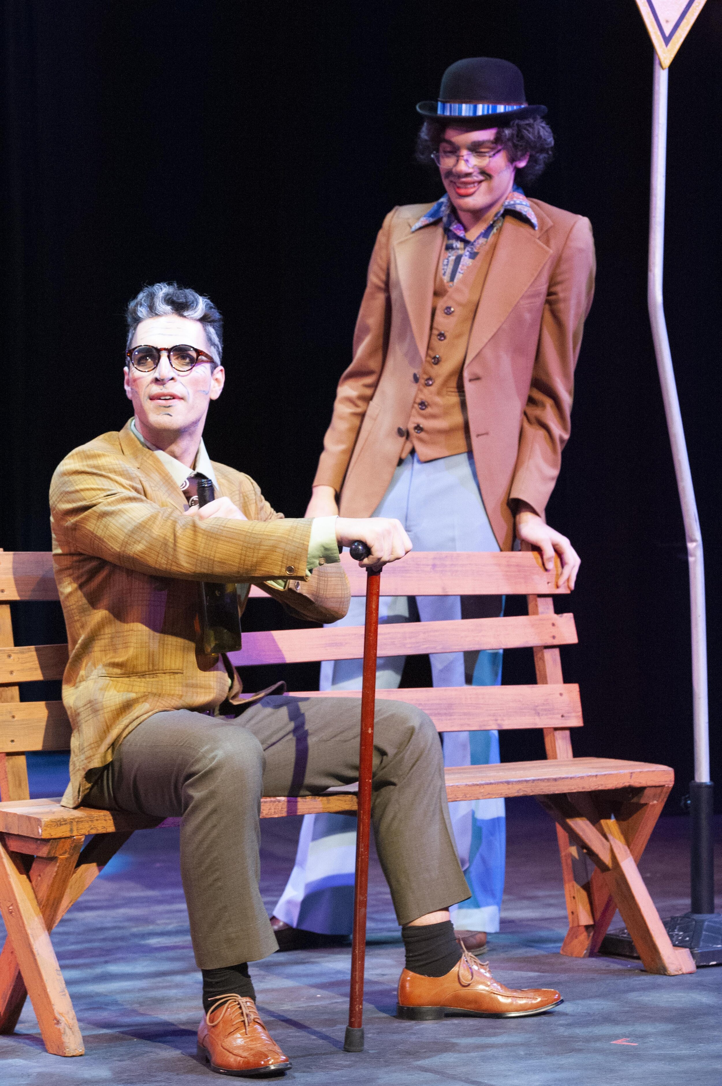 Justin Danyal (L) and Evan Millis (R) rehearse Eugene Ionesco's "Rhinoceros", a play that takes place post war, in a small, provincial French town. Performances are November 21-24 and December 6-8, 2019 at Santa Monica College Main Theatre in Santa 