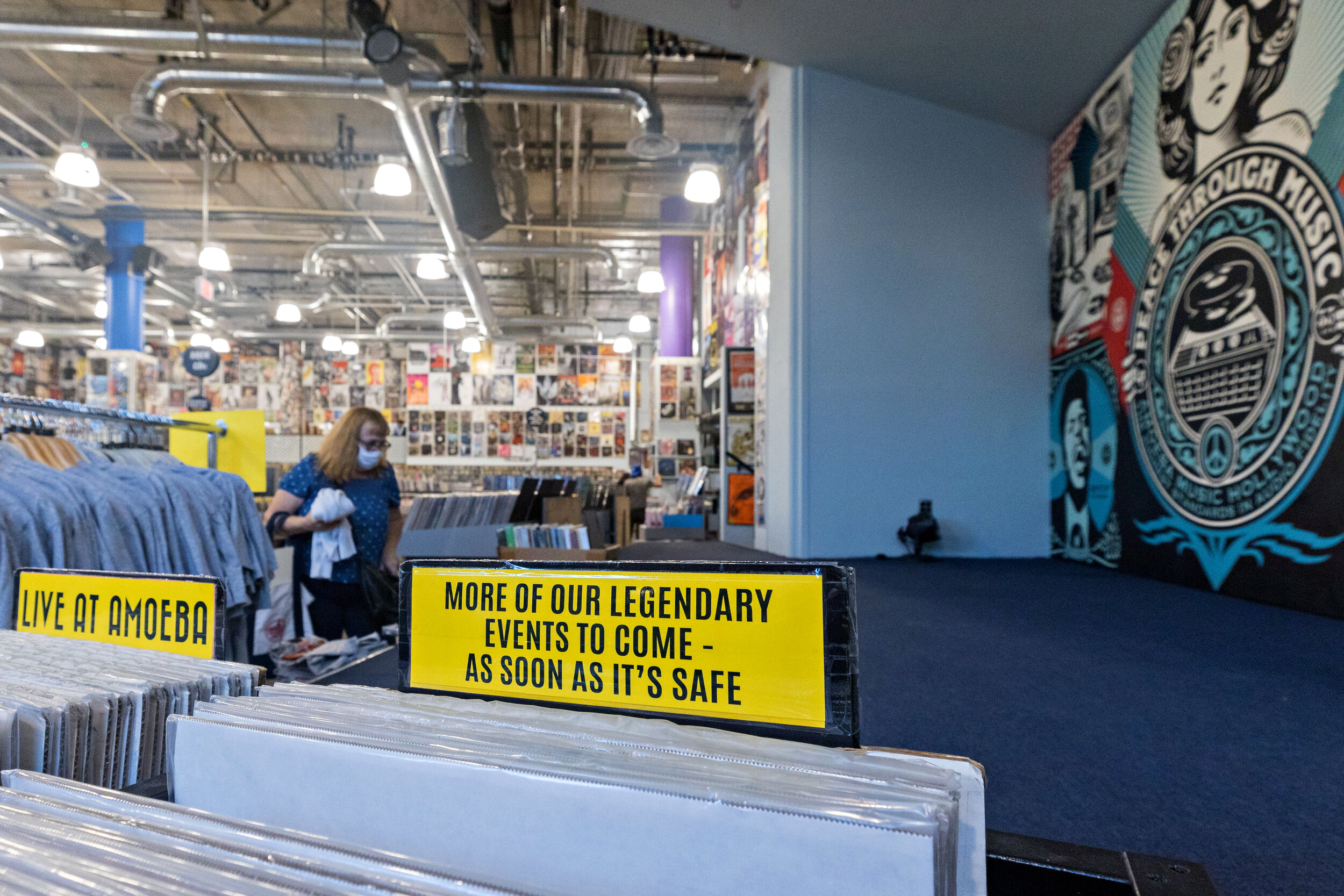  The stage inside Amoeba Music, an iconic Hollywood record store, as it prepares to reopen at thier new location at 6200 Hollywood Blvd., in Hollywood Neighborhood of Los Angeles, California on Wednesday, March 30, 2021.  The previous location, nearb