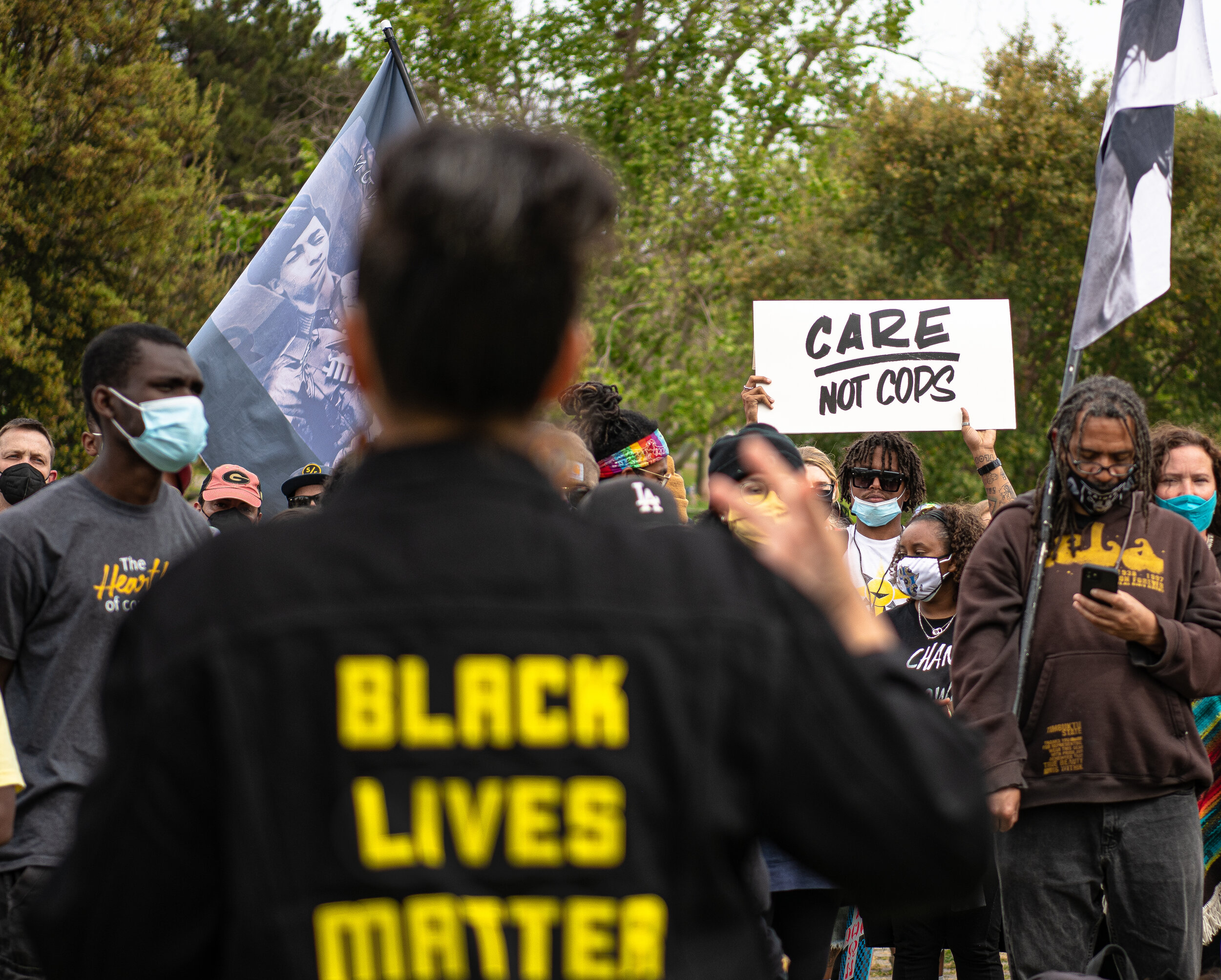  Black Lives Matter supporters listen in on a powerful message from a Black Lives Matter representative on April 25, 2021, in Hollywood Calif. (Jon Putman / The Corsair) 