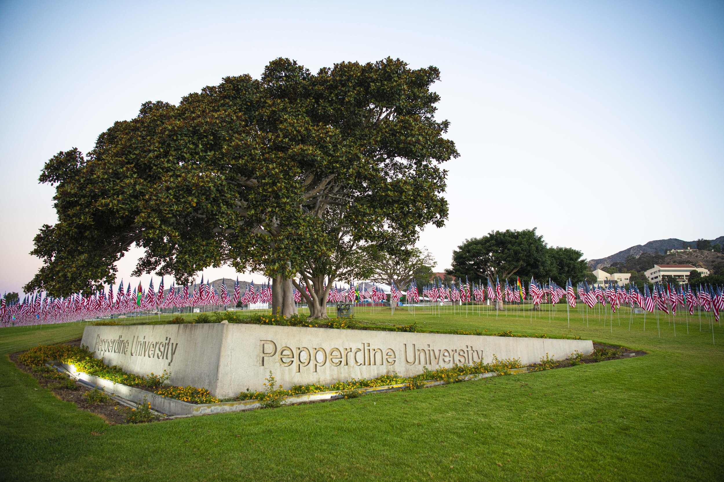  Pepperdine University honors a commemorates the 20th Anniversary of the tragic 9/11 events on Saturday, September 11, 2021 in Malibu Calif. Displaying their 14th annual Waves of Flags Display, consisting of nearly 3000 currently at Alumni Park along
