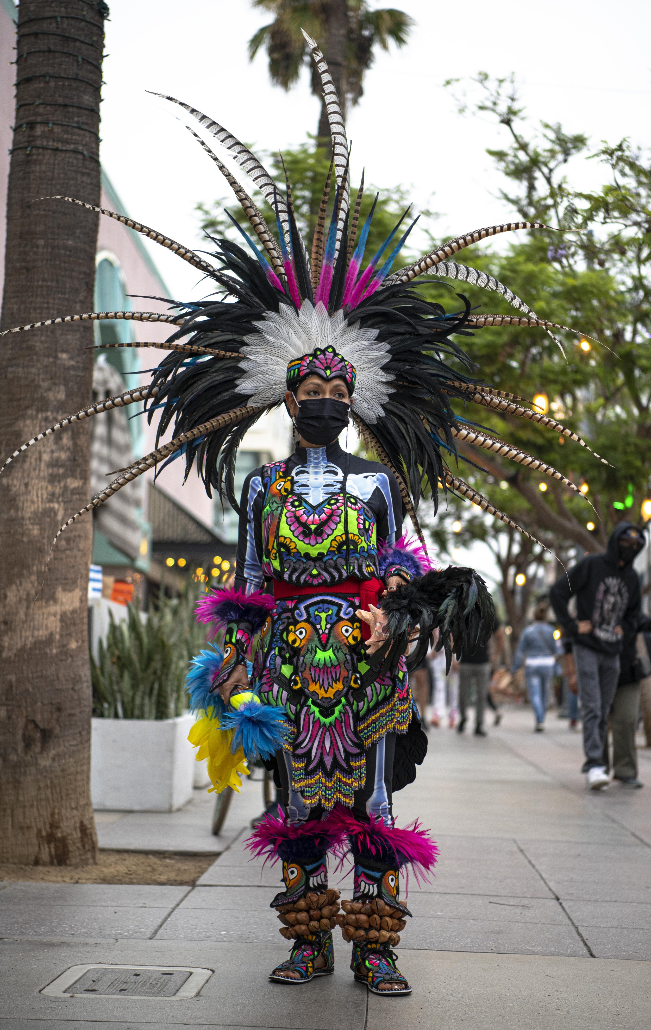  A Dia delos Muertos (Day of the Dead) performer readys herself before her event at the Day of The Dead celebration being held at the Third Street Promenade located in Santa Monica, Calif. (Jon Putman | The Corsair) 
