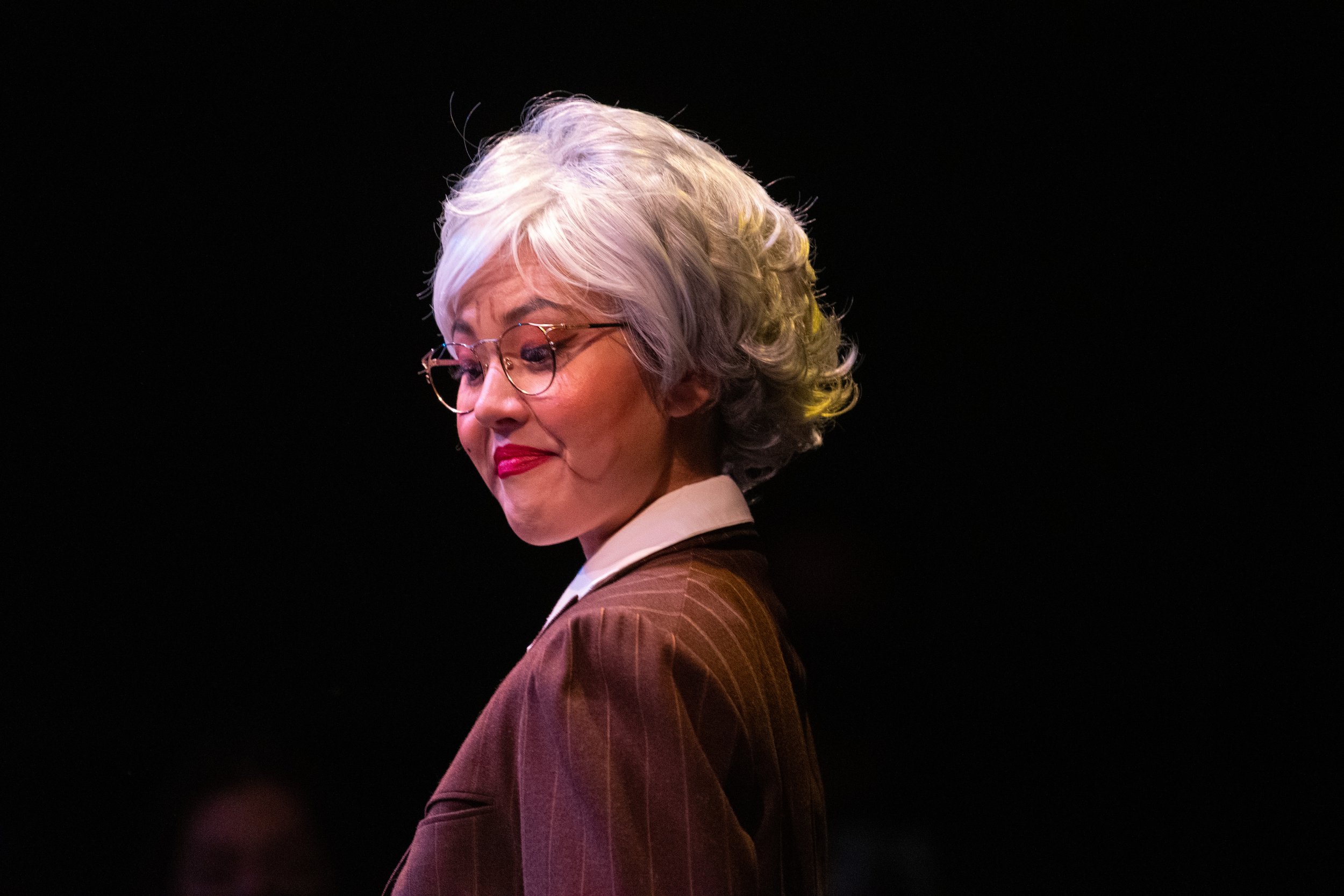  Chelsea Sik, playing Eva Warren Hollace, looks on in smug dismissal in G. Bruce Smith's "Broken Mirror: A Frankenstein Odyssey" (dir. Perviz Sawoski), a performance put on by the Theatre Arts Department on the Santa Monica College Theatre Arts Compl