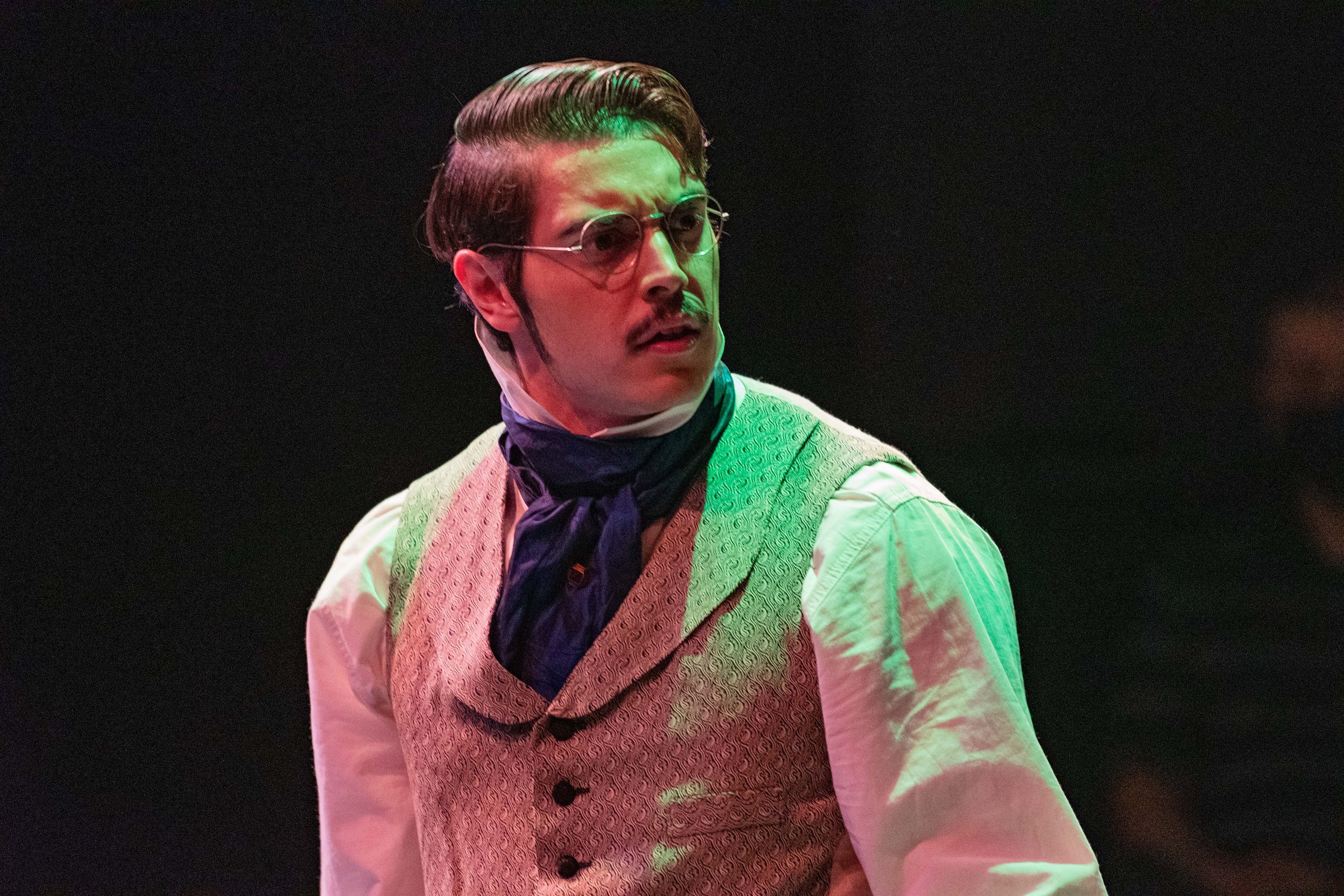  Ryan Dylan Wargnier, playing Frankenstein himself, expresses horror in G. Bruce Smith's "Broken Mirror: A Frankenstein Odyssey" (dir. Perviz Sawoski), a performance put on by the Theatre Arts Department on the Santa Monica College Theatre Arts Compl