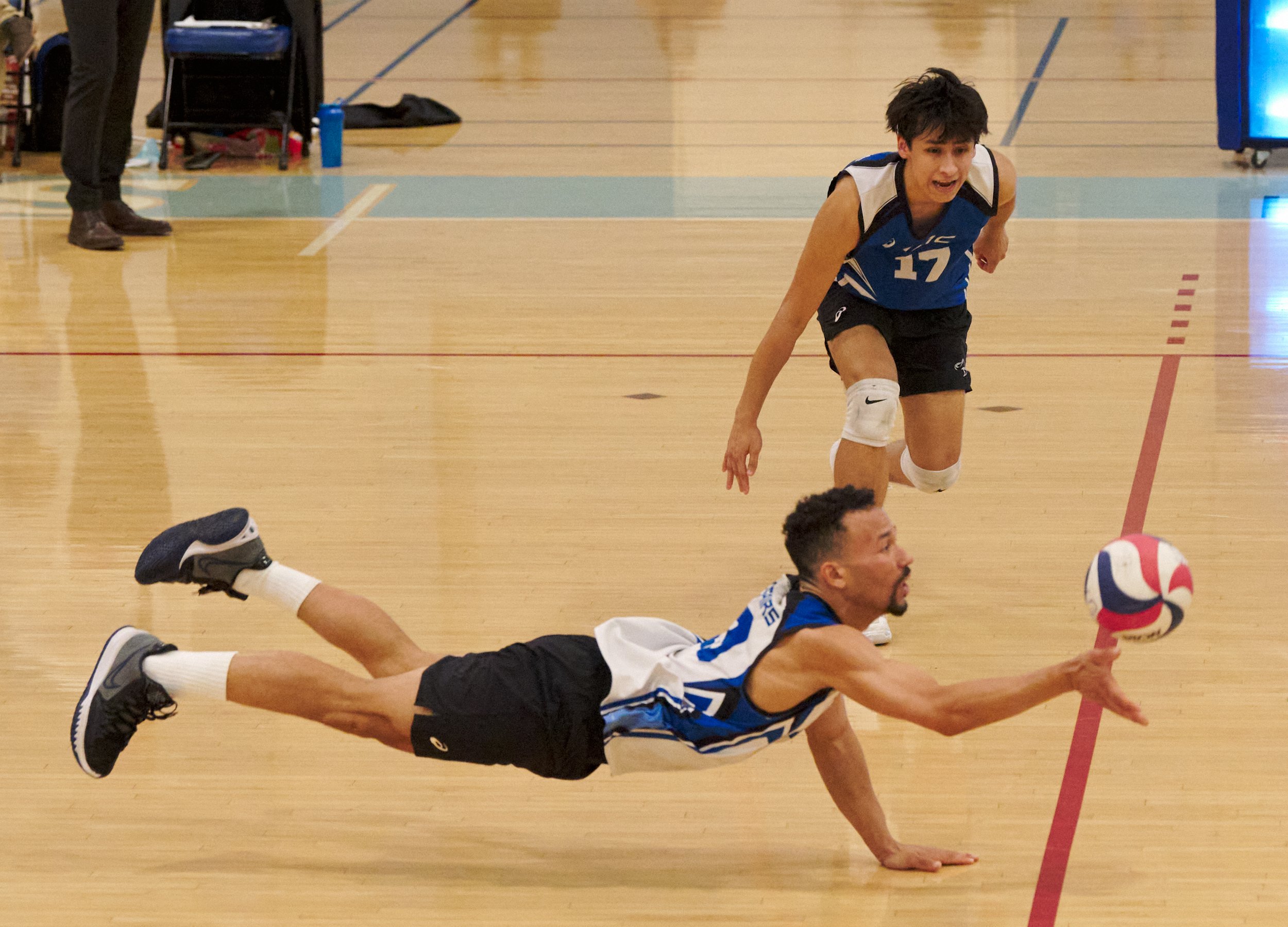  Santa Monica College Corsairs' Elijah Chambers and Javier Castillo during the men's volleyball game against the Long Beach City College Vikings. (Nicholas McCall | The Corsair) 