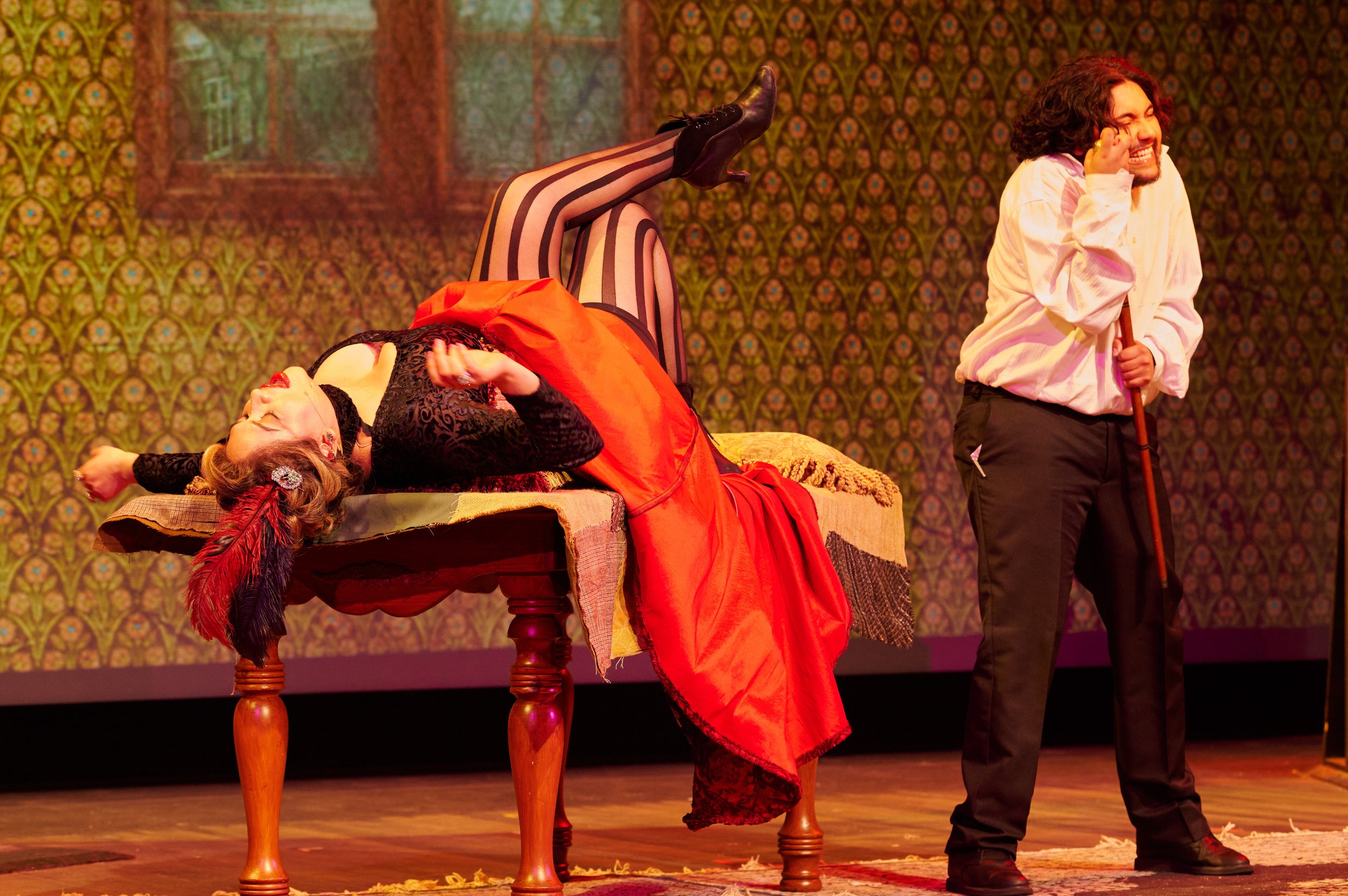  Marina Portillo (Left) and A.J. Sohrabi (Right) perform during a dress rehearsal of the Santa Mon- ica College Theatre Arts Department production of "The Strange Case of Dr. Jekyll &amp; Mr. Hyde" at the Theatre Arts Complex Main Stage on Monday, Ma