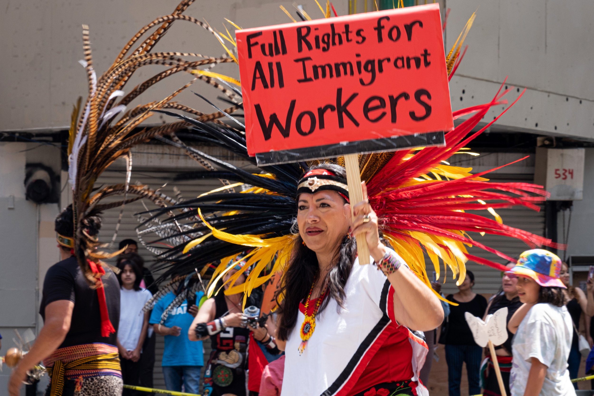  May Day March on Broadway street in Los Angeles, on Sunday, May 1, 2022. (Anna Sophia Moltke | The Corsair) 