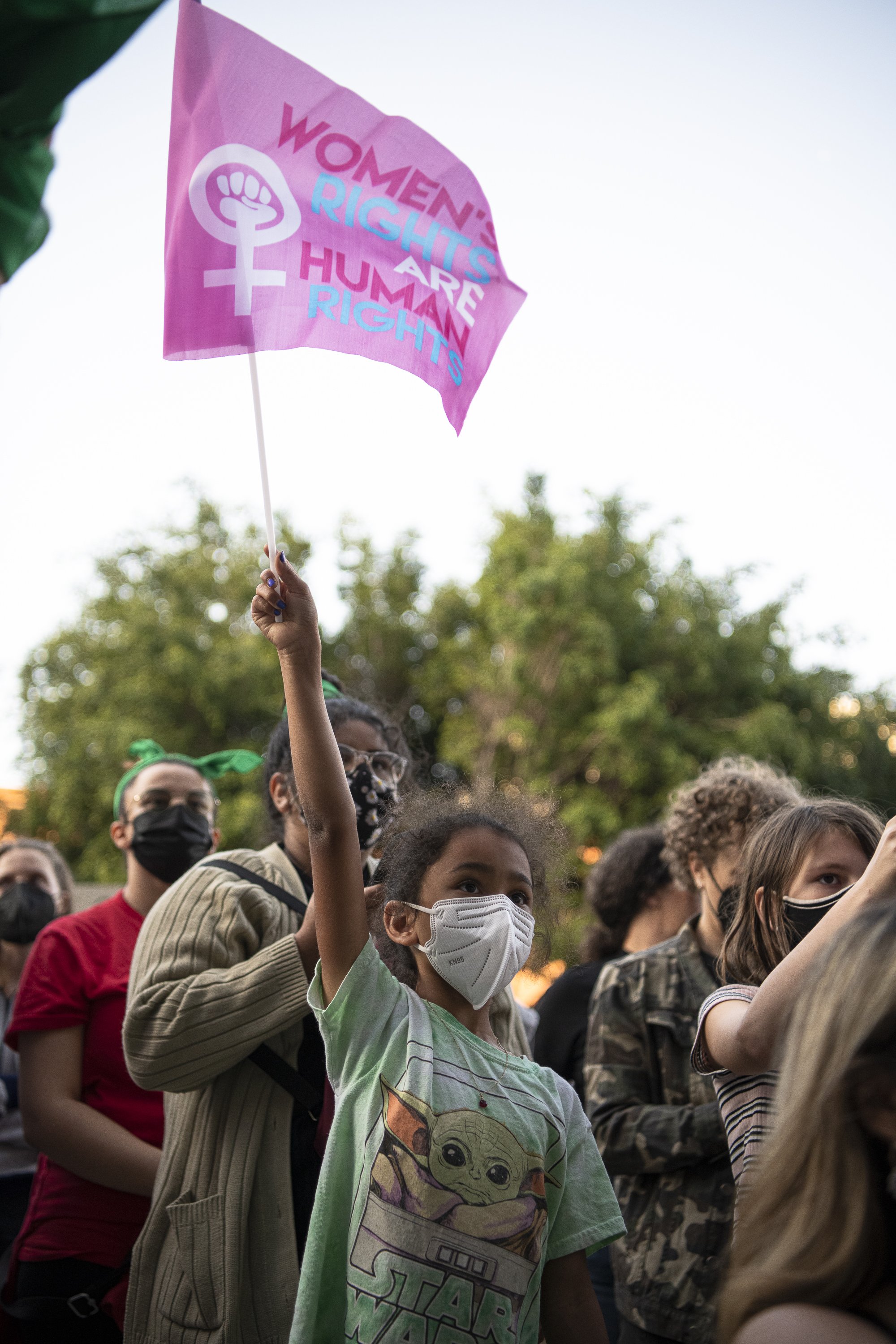 Demonstraters gather outside the Federal building in down town Los Angeles after leaked Supreme Court documentation to overturn the Federal court case Roe vs. Wade on Tuesday, May 4. (Jon Putman | The Corsair) 