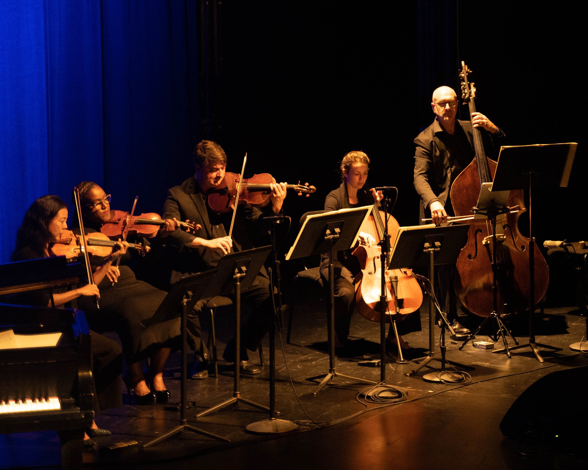  Alyssa Park, Jessica Guideri, Andrew Duckles, Hillary Smith, and Mike Valerio finish performing on Tuesday, April 26, at The Broad Stage in Santa Monica, Calif. (Karén Vartanian | The Corsair)  
