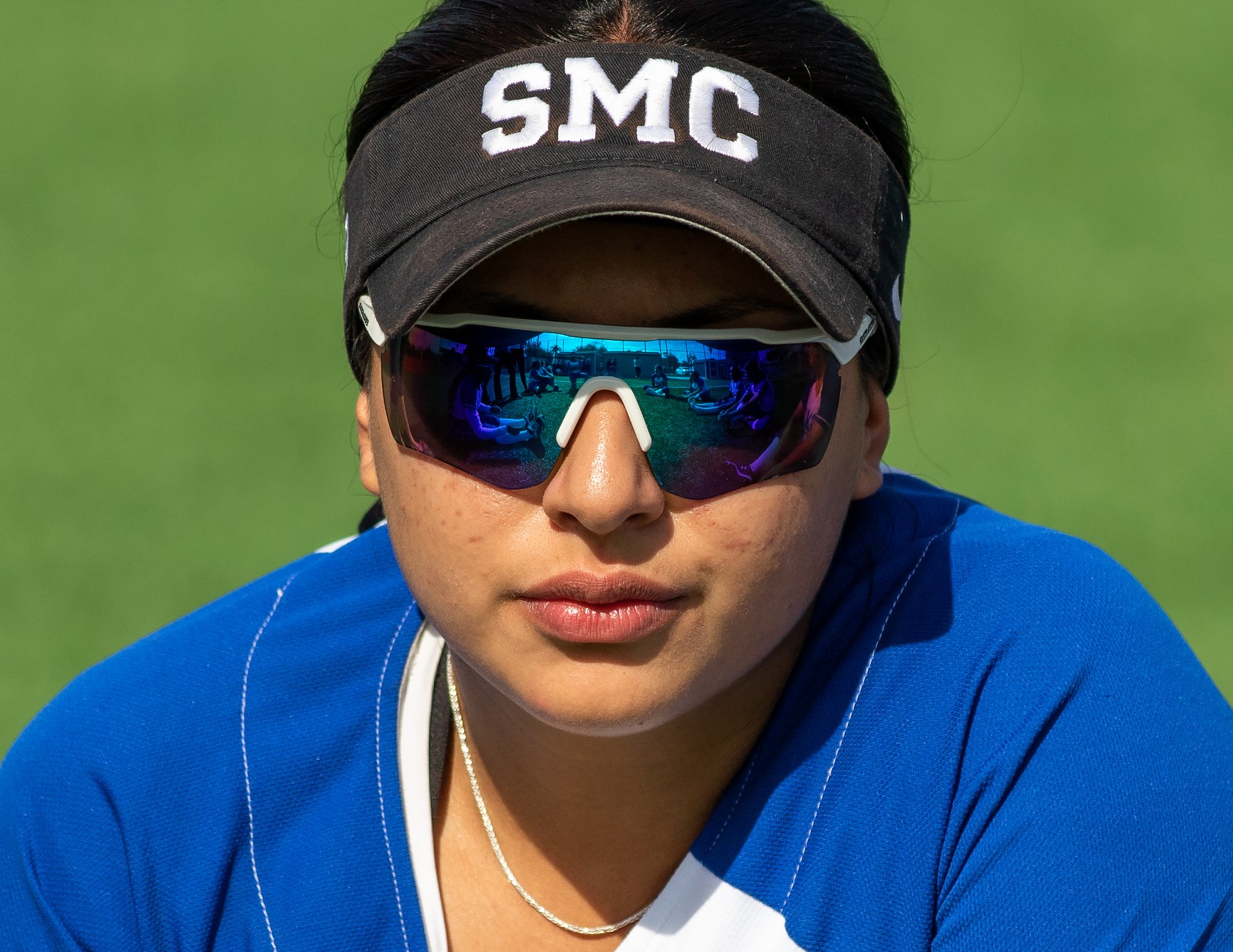  Santa Monica College Corsairs Rafaela Reyes (9) listening to her coach talking to the entire team after losing the game with Ventura College on Tuesday, Apr. 26, at the John Adams middle school field in Santa Monica Calif. (Adrian Chan | The Corsair