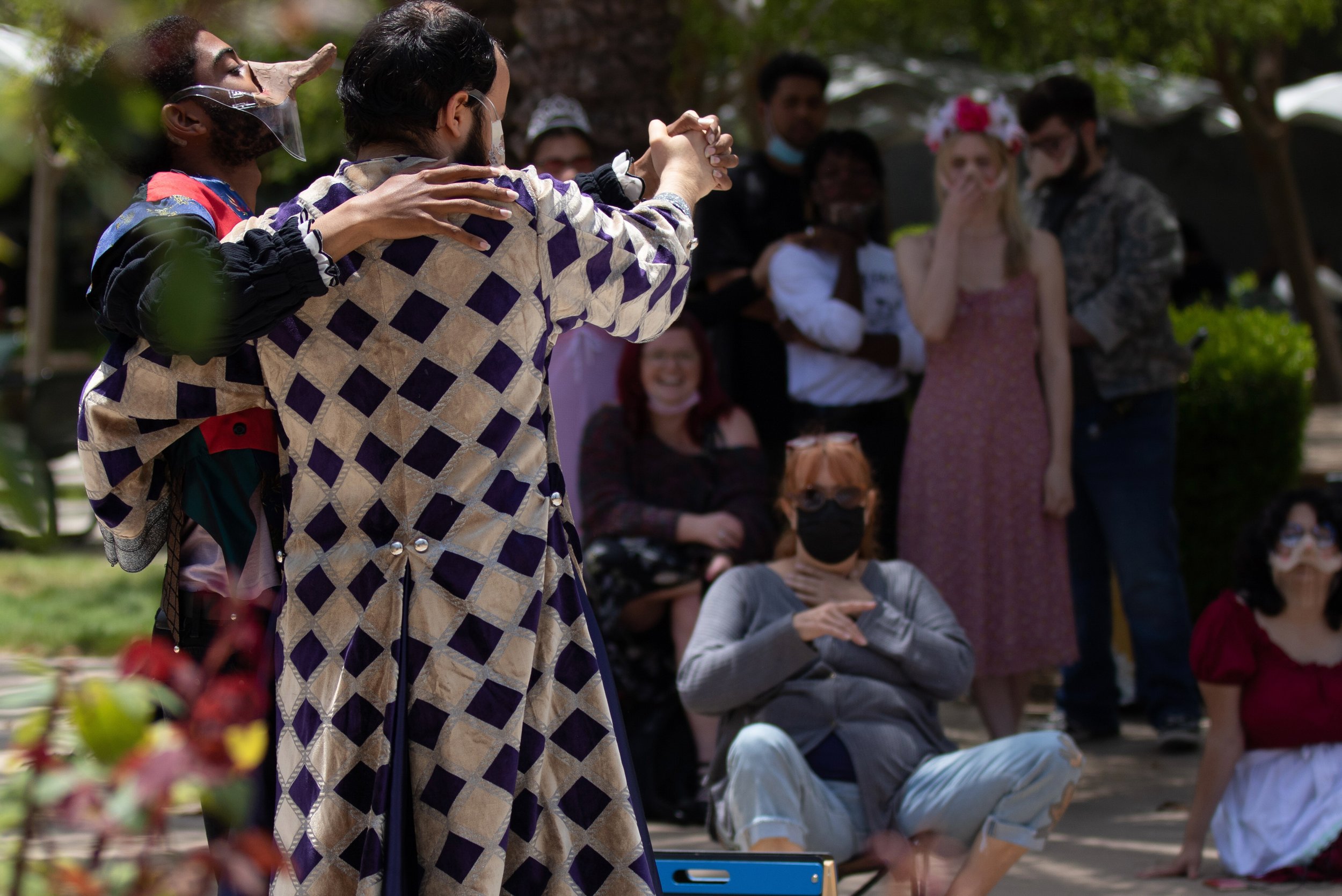 The comedy class TH ART 46 sets up a pop-up performance that will serve as their mid-term at Santa Monica College's main quad in Santa Monica, Calif. on Tuesday, May 24 (Adrian Chan | The Corsair) 