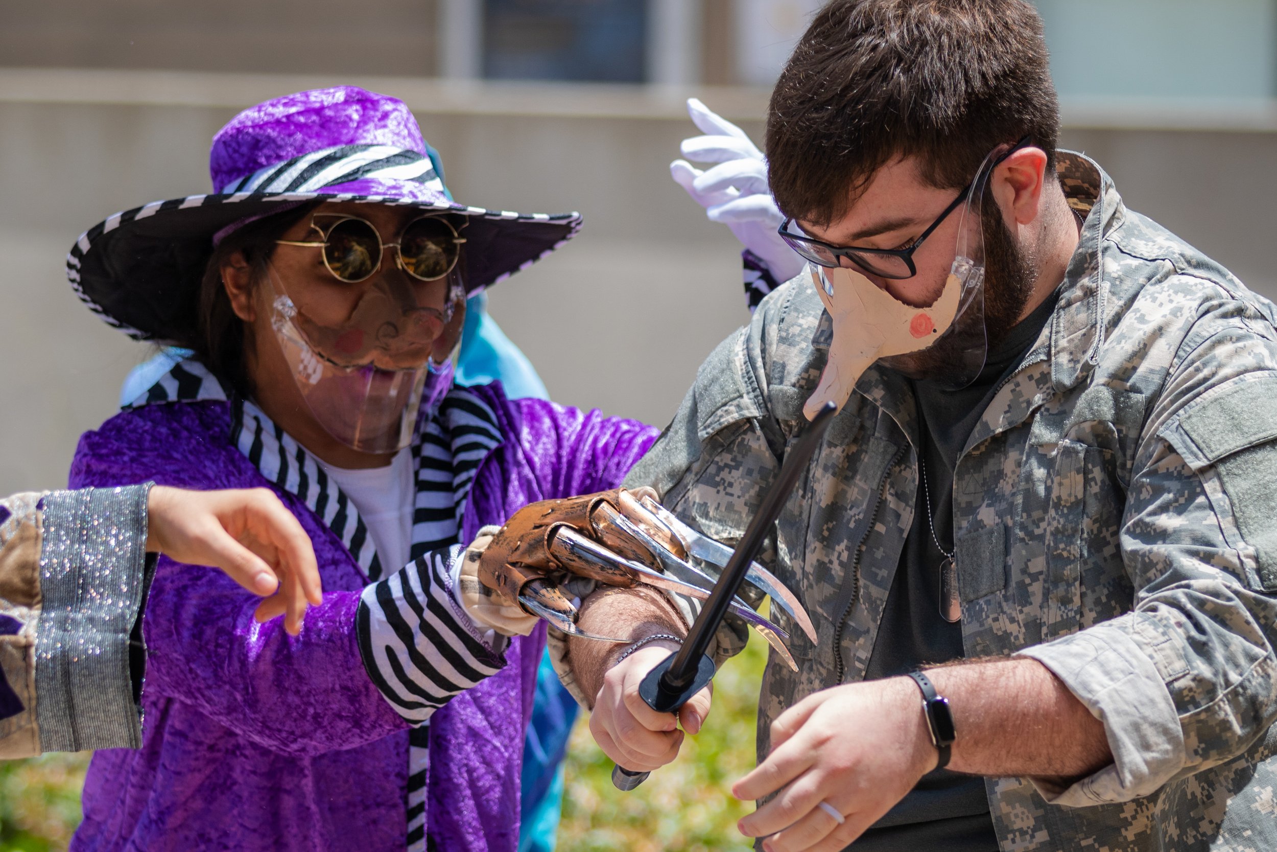  The comedy class TH ART 46 sets up a pop-up performance that will serve as their mid-term at Santa Monica College's main quad in Santa Monica, Calif. on Tuesday, May 24 (Adrian Chan | The Corsair) 