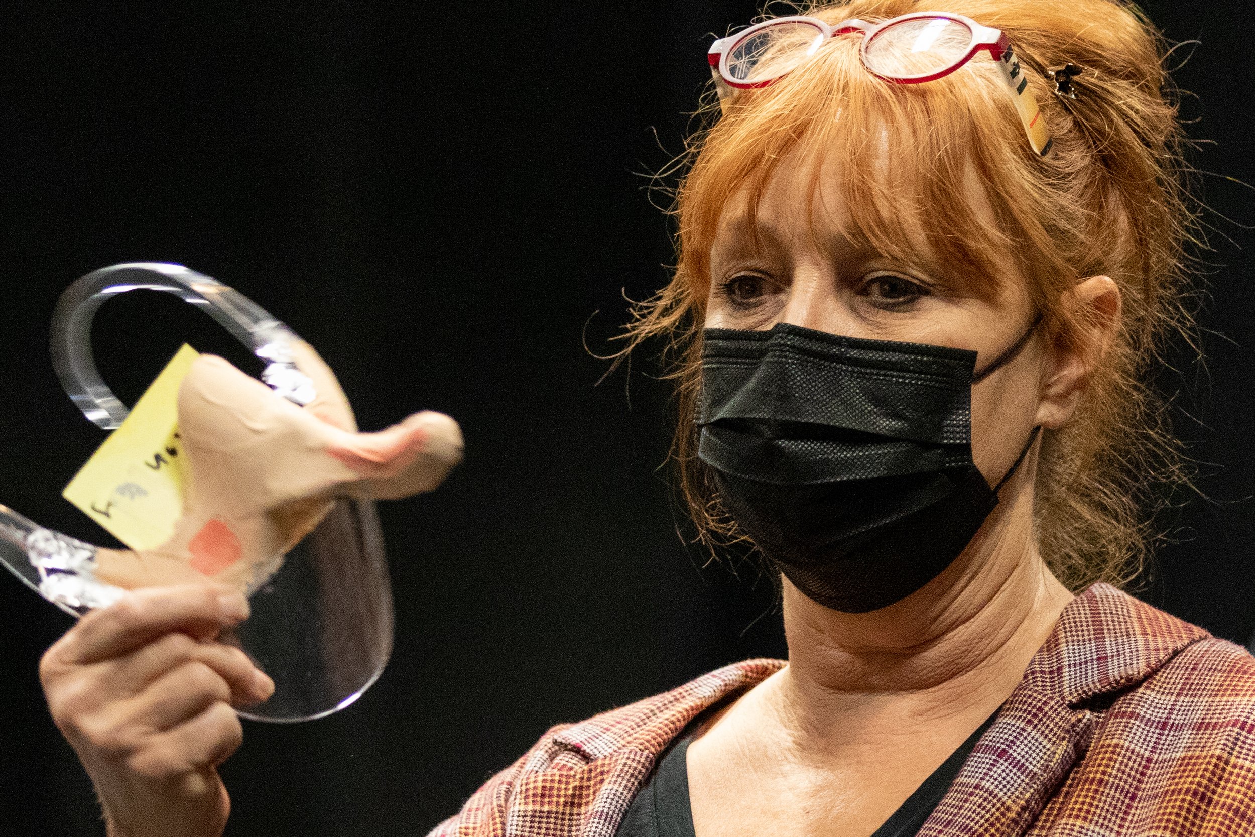  Professor Terrin Adair Lynch and her students made their own masks and props for a pop-up performance at the Santa Monica College Theater Arts for the Comedy Class TH ART 46 in Santa Monica, Calif. on Tuesday, May 24 (Adrian Chan | The Corsair) 