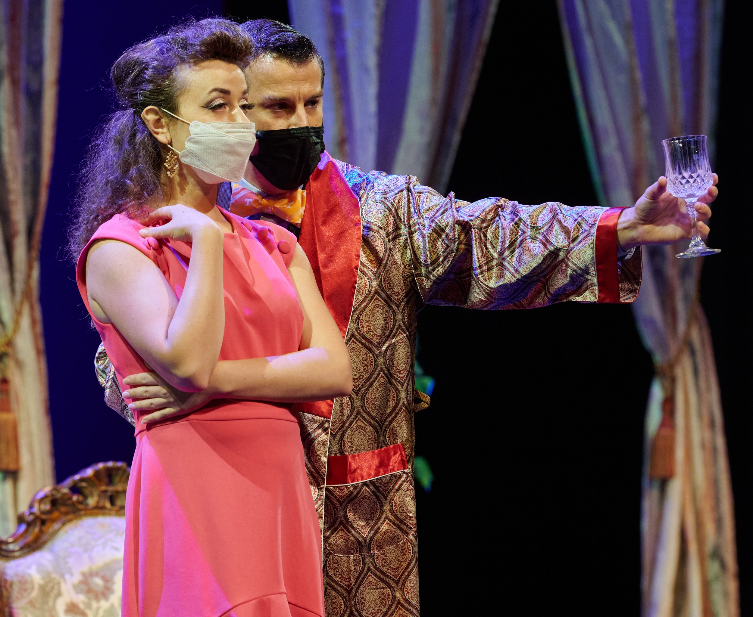  Ana Colesnicov and William Lyons during dress rehearsal of the Santa Monica College Opera Theatre production of "Die Fledermaus" at The Broad Stage on Wednesday, May 18, 2022, in Santa Monica, Calif. (Nicholas McCall | The Corsair) 