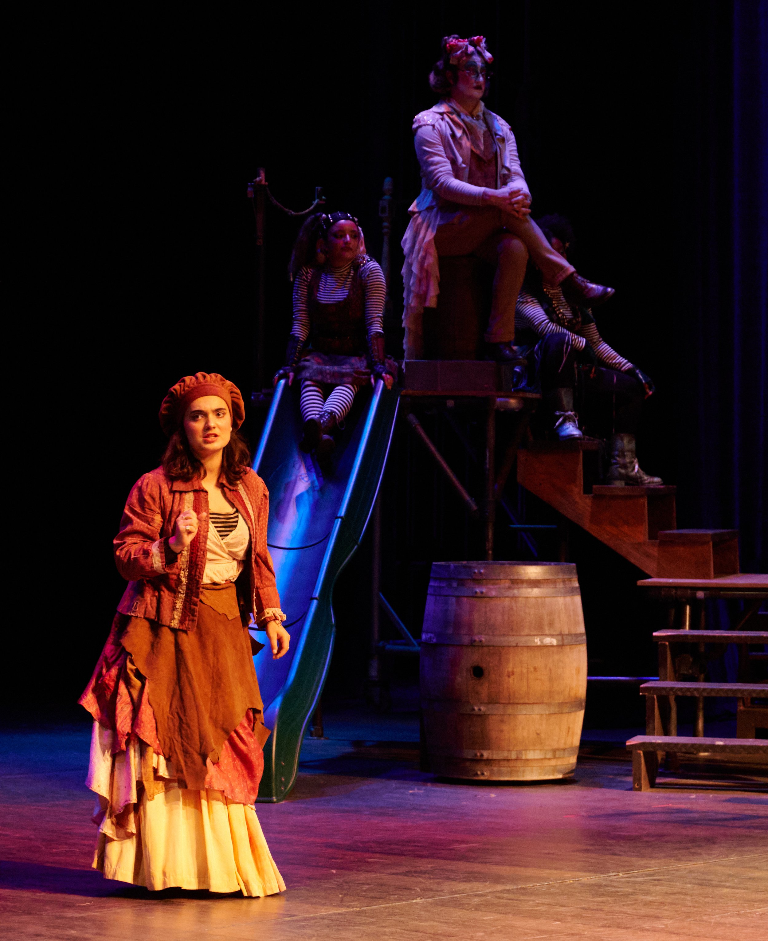  Justine Marin, Katrina Waight, Jordi Kligman, and Charity Reid during a performance of the Santa Monica College Theatre Arts production of "Treasure Island" at the SMC Main Stage on Sunday, May 22, 2022, in Santa Monica, Calif. (Nicholas McCall | Th