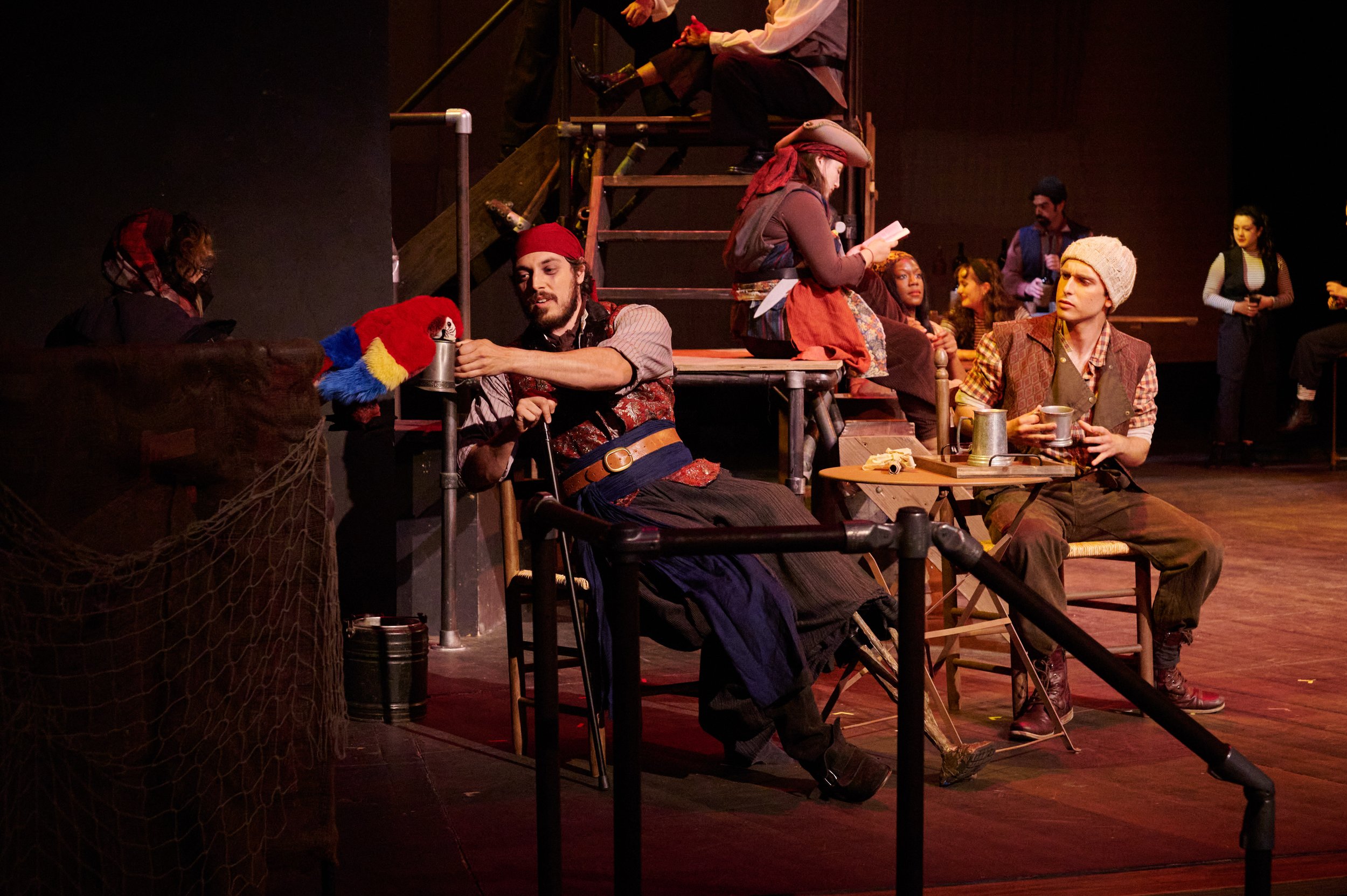  Rachel Dwight-Alvarez, Ryan Dylan Wargnier, Ryan Del Papa, and cast during a performance of the Santa Monica College Theatre Arts production of "Treasure Island" at the SMC Main Stage on Sunday, May 22, 2022, in Santa Monica, Calif. (Nicholas McCall