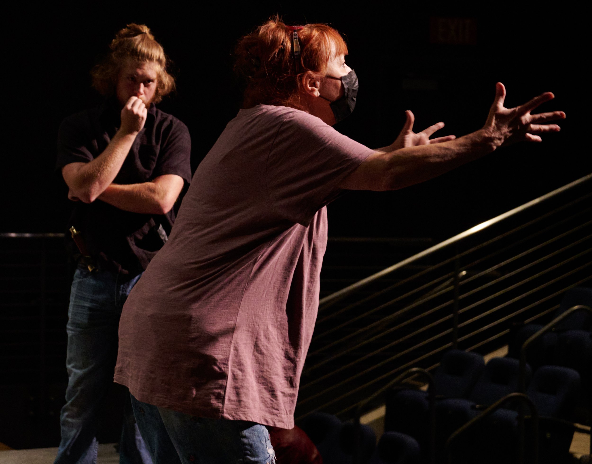  Justine Valine and Director Terrin Adair during rehearsal of the Santa Monica College Theatre Arts production of "Treasure Island" at the SMC Main Stage on Wednesday, April 27, 2022, in Santa Monica, Calif. (Nicholas McCall | The Corsair) 