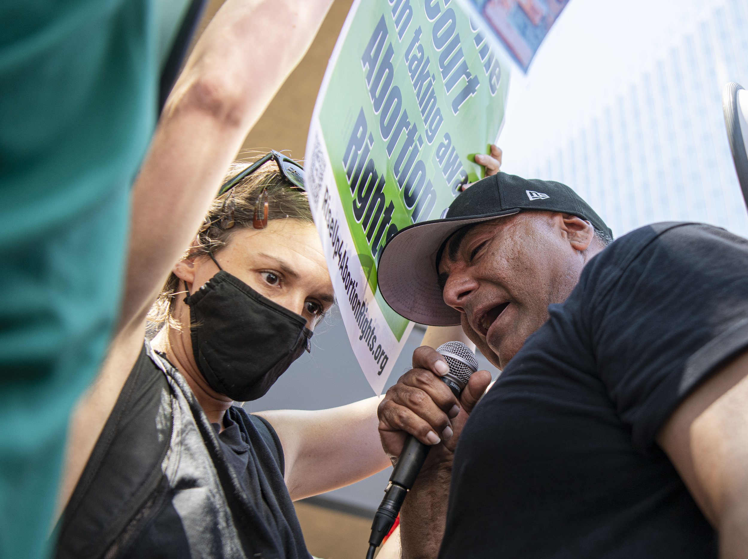  A Counter-protestor gets swarmed by Abortion rights supporters as he tries to voice his opinions why abortion is wrong on May 14, 2022 at the Federal Building in Los Angeles, CA. (Jon Putman | The Corsair) 