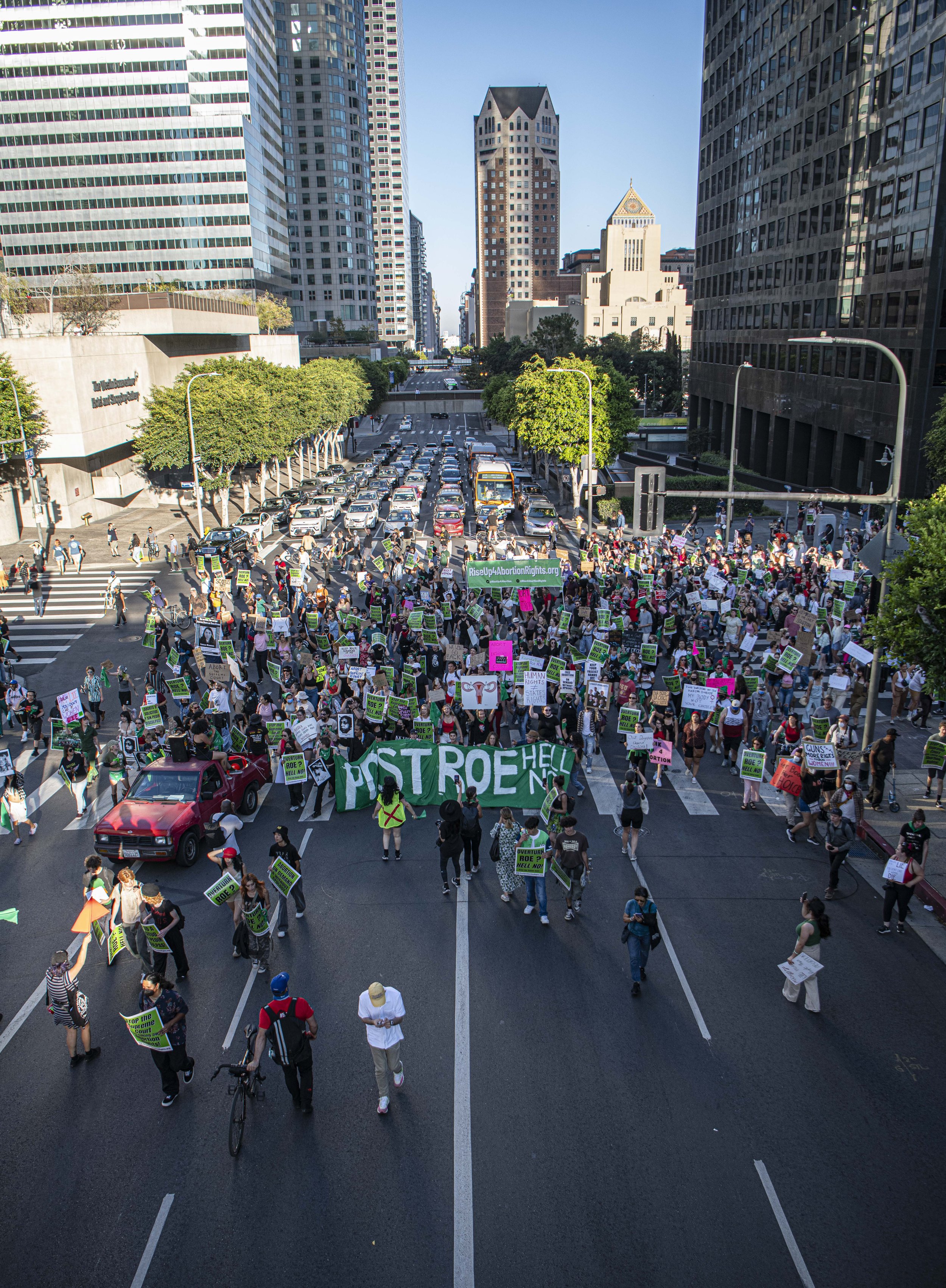  An overview shot of the large Abortion rights rally which shutdown numerous downtown Los Angeles streets. (Jon Putman | The Corsair) 