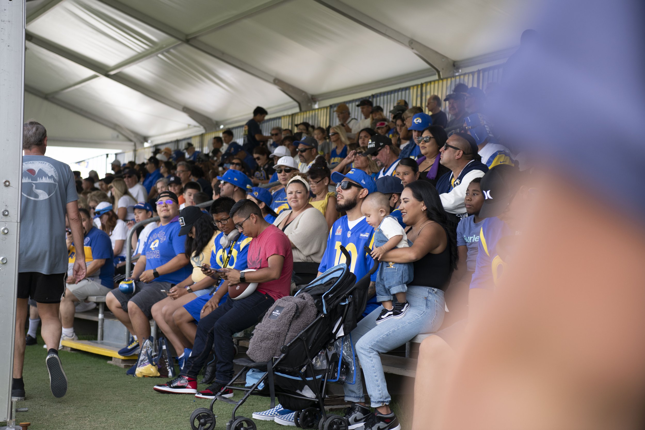  Los Angeles Rams fans gather side by side in the bleachers just before the Rams take the field. (Jon Putman | The Corsair) 