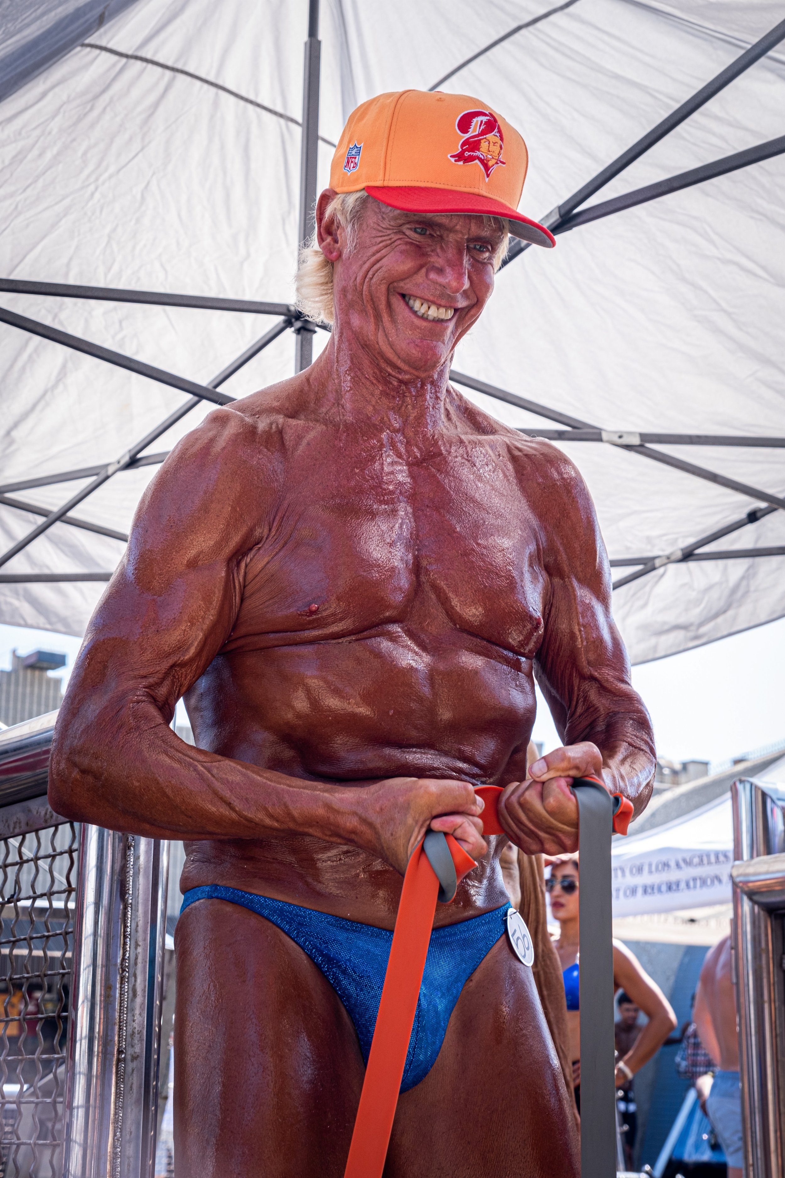  JR Jenkins shares that he is glad to be able to compete again, now that The Muscle Beach Championship includes an Over 70 category. Venice Beach Recreation Center, in Venice, Calif. on Labor Day, Monday, September 5, 2022. (Anna Sophia Moltke | The 