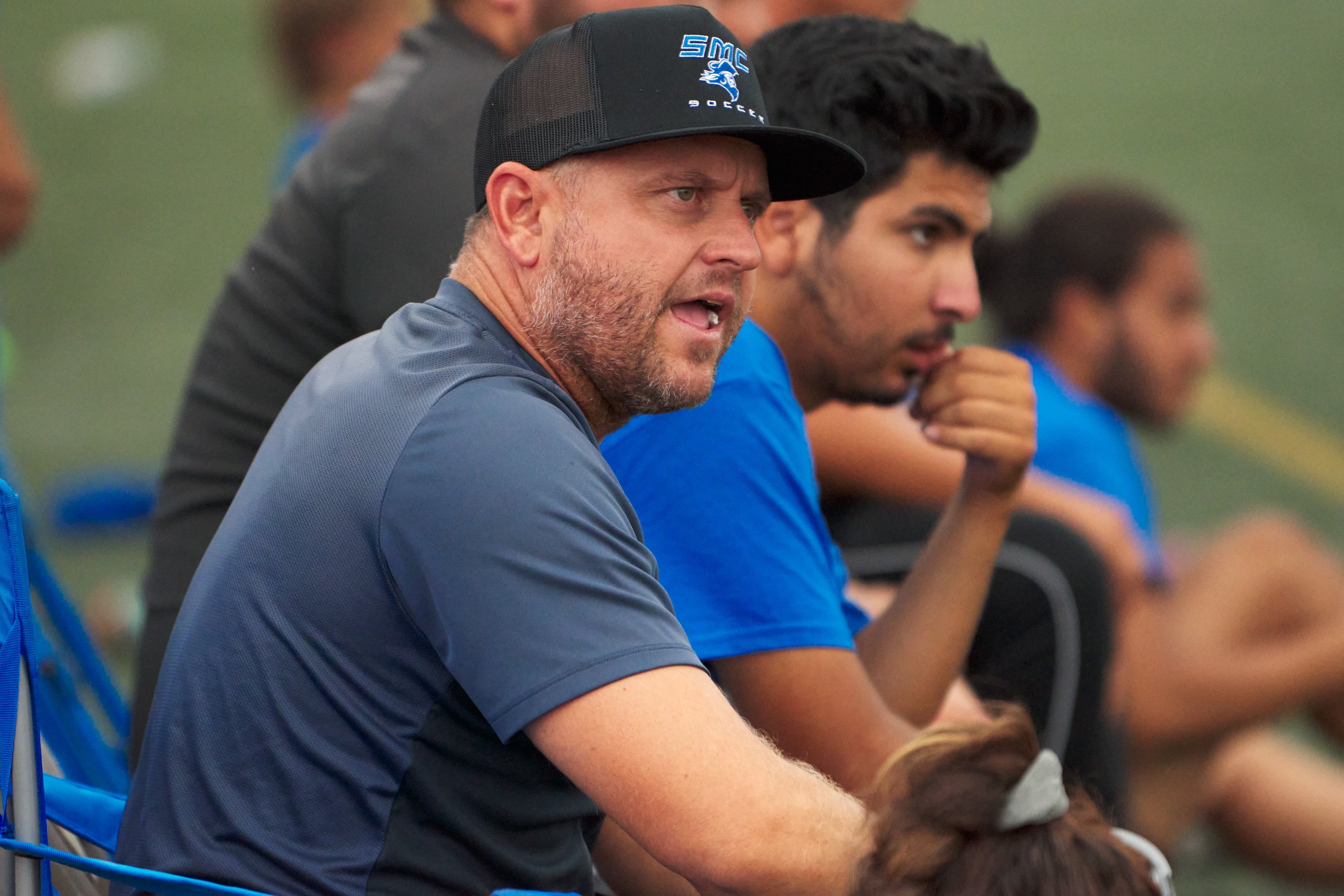  Santa Monica College Corsairs Men's Soccer Head Coach Tim Pierce during the game against the Los Angeles Harbor College Seahawks on Friday, September 9, 2022, at Corsair Field in Santa Monica, Calif. The Corsairs won 4-0. (Nicholas McCall | The Cors