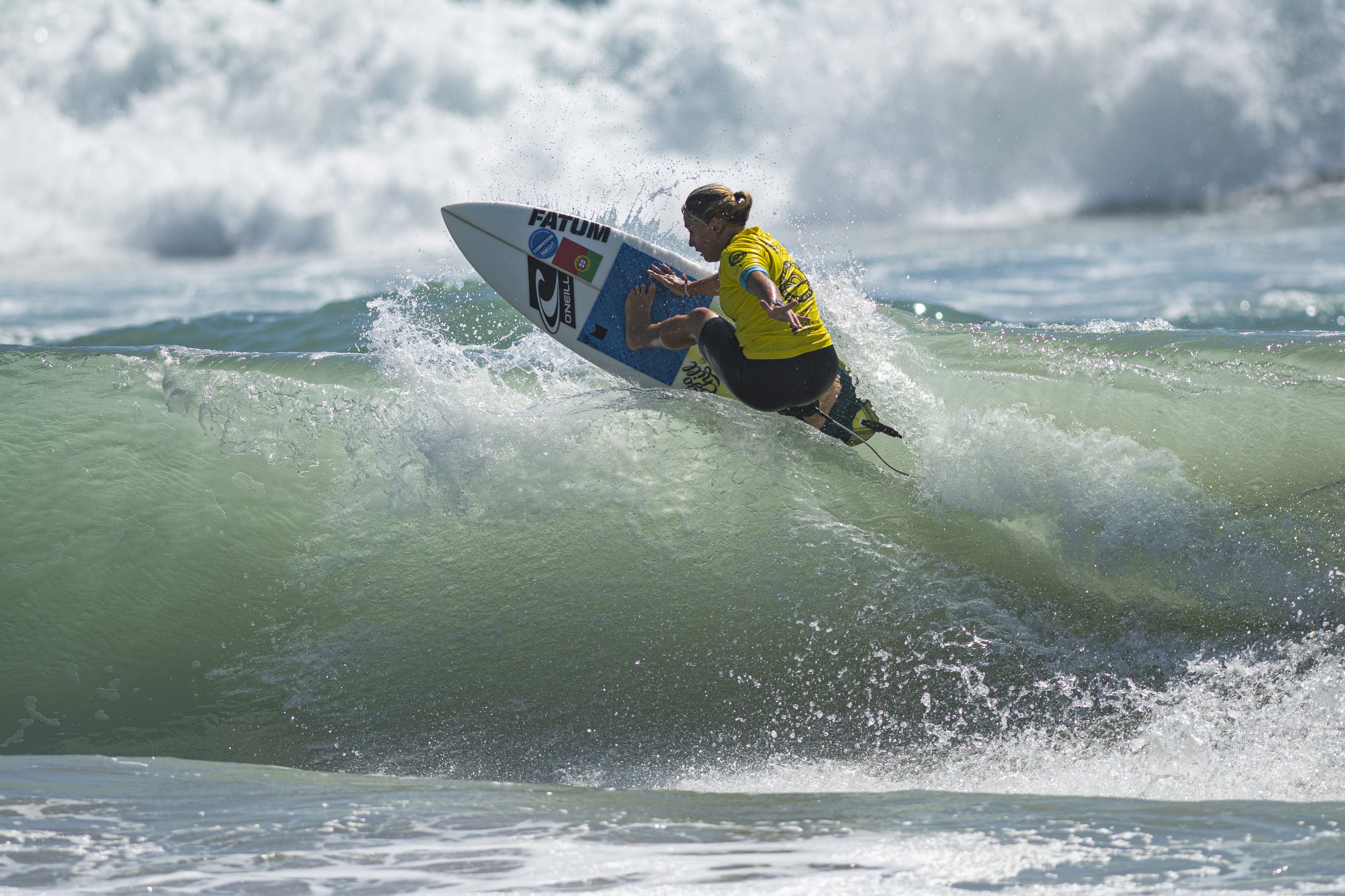  Katinka Sorensen from Denmark carves a wave during her first attempt at qualifications. (Jon Putman | The Corsair) 