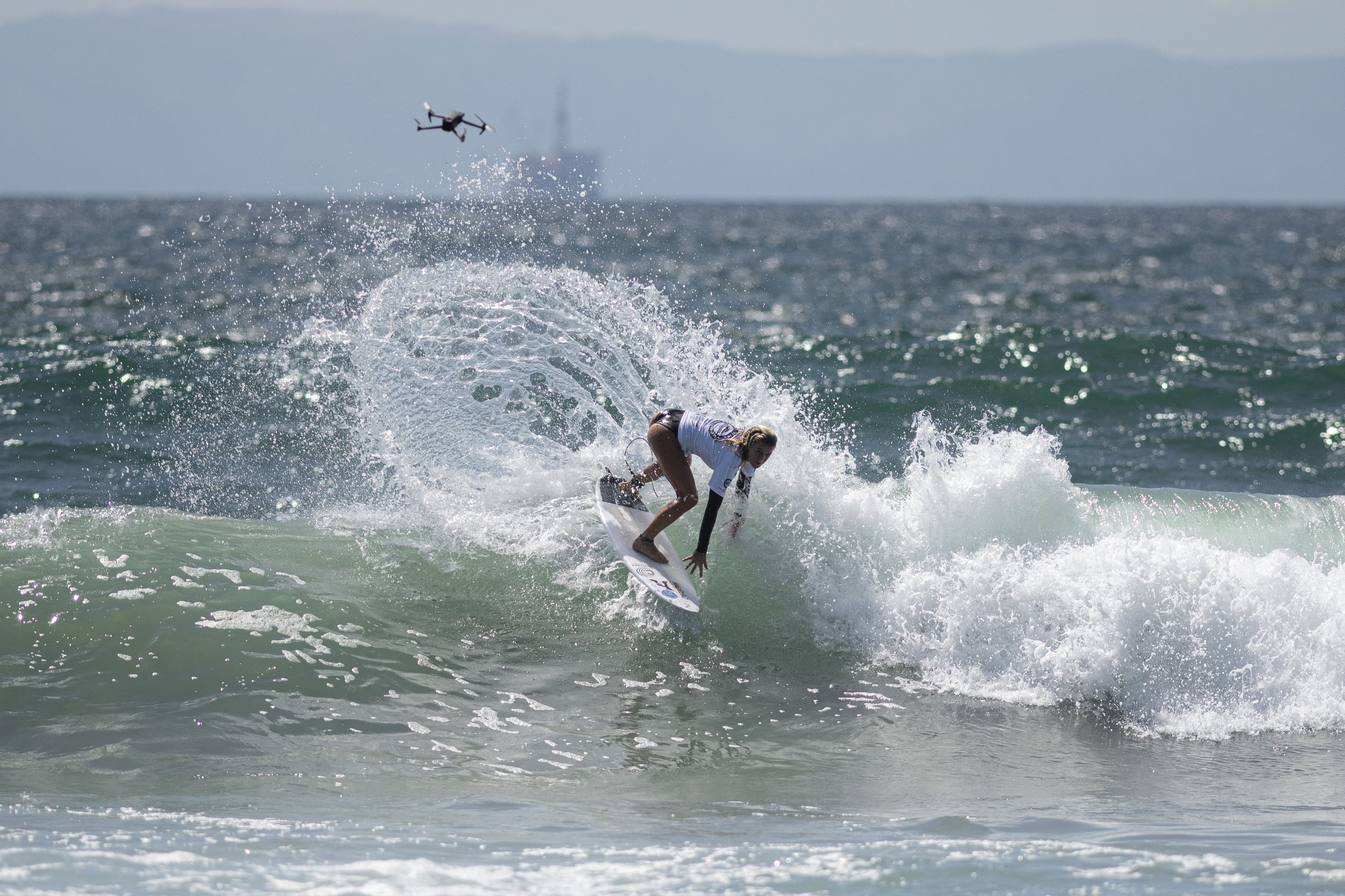  Tessa Thyssen a surfer from France rides her first wave of qualifications. (Jon Putman | The Corsair) 