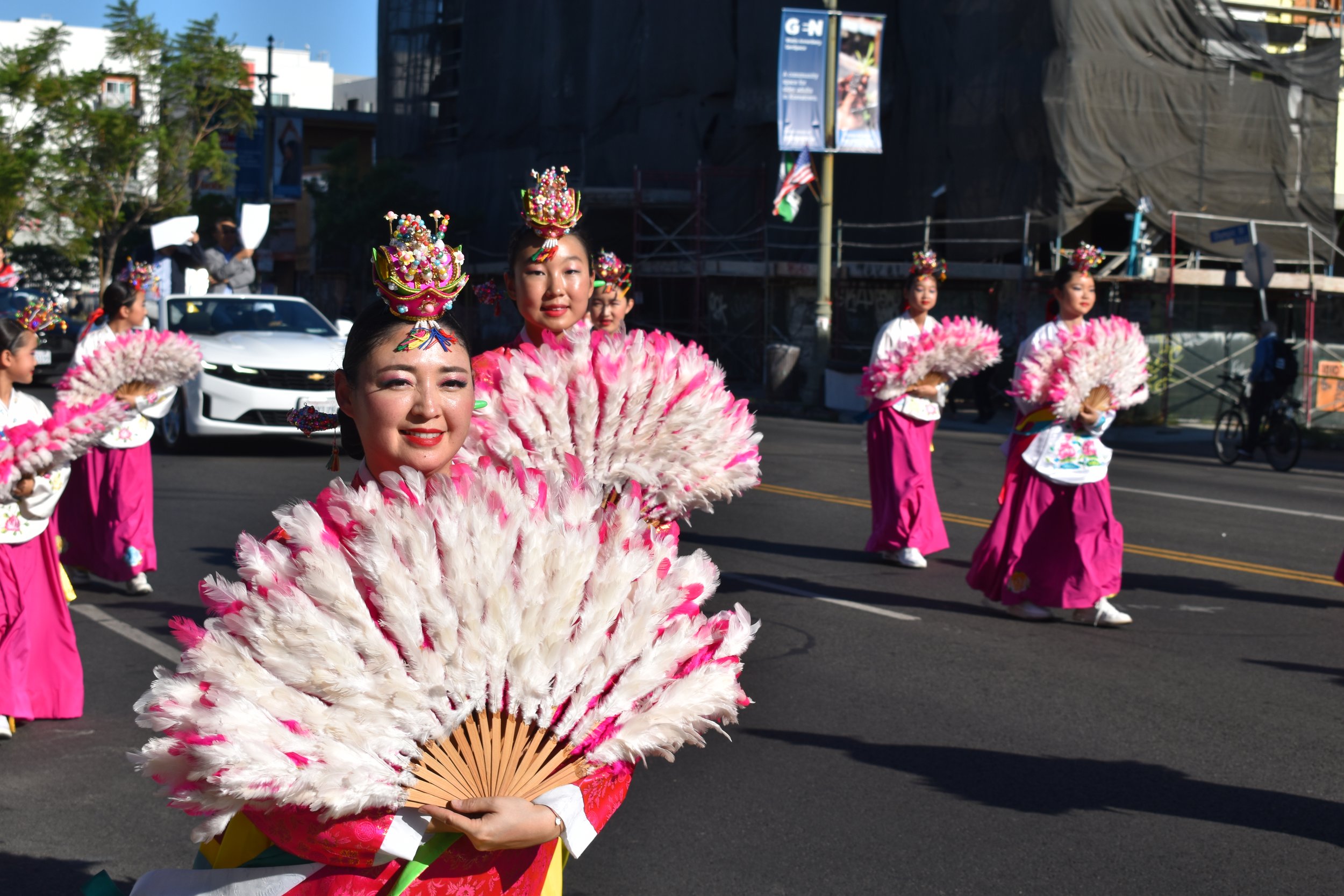  Traditional Korean performers making their way down the 49th annual Koreatown Festival parade in Koreatown Los Angeles, Calif. on Saturday, Sept.24. (Guadalupe Perez | The Corsair) 