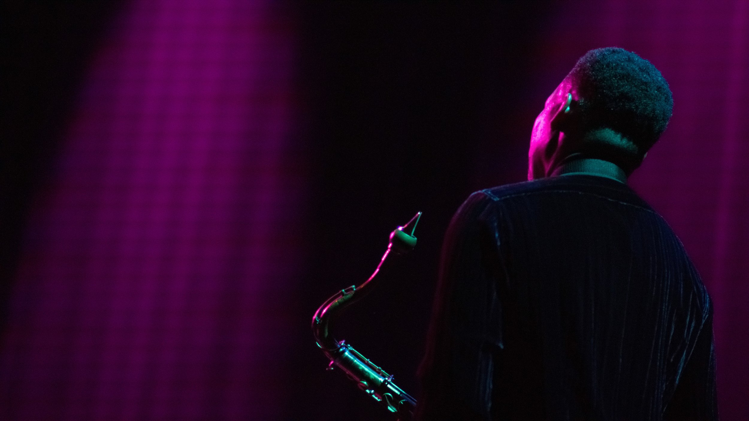  Ravi Coltrane waits to play his saxophone at the Santa Monica College Performing Arts Center, Santa Monica, Calif on Sept. 23 2022. It was his late father's birthday (John Coltrane). Ravi dedicated the evening's performance to Pharaoh Sanders, a for