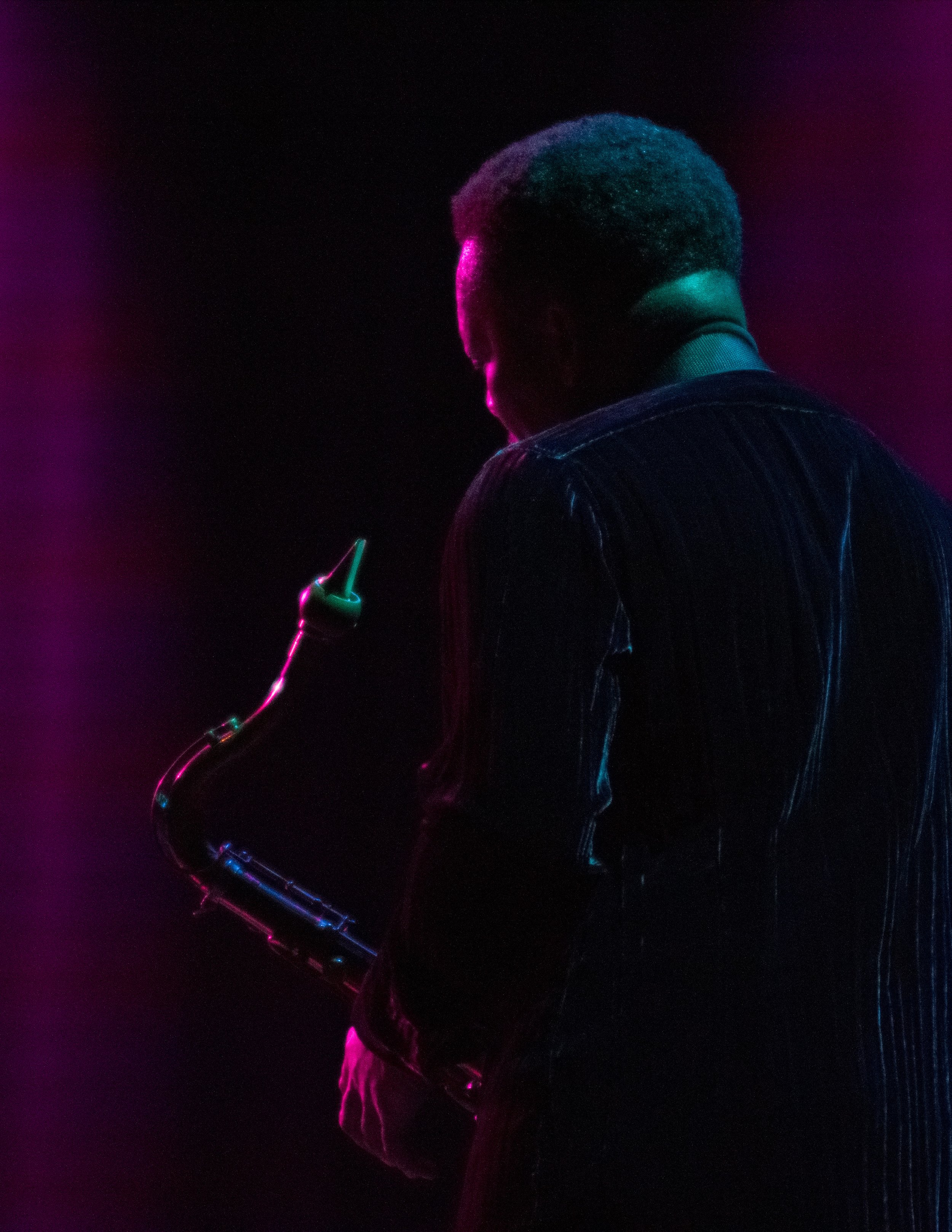  Ravi Coltrane waits to play his saxophone at the Santa Monica College Performing Arts Center Santa Monica, Calif on Friday, September 23rd 2022. It was his late father's birthday and he referred to the night as auspicious. The evening's performance 