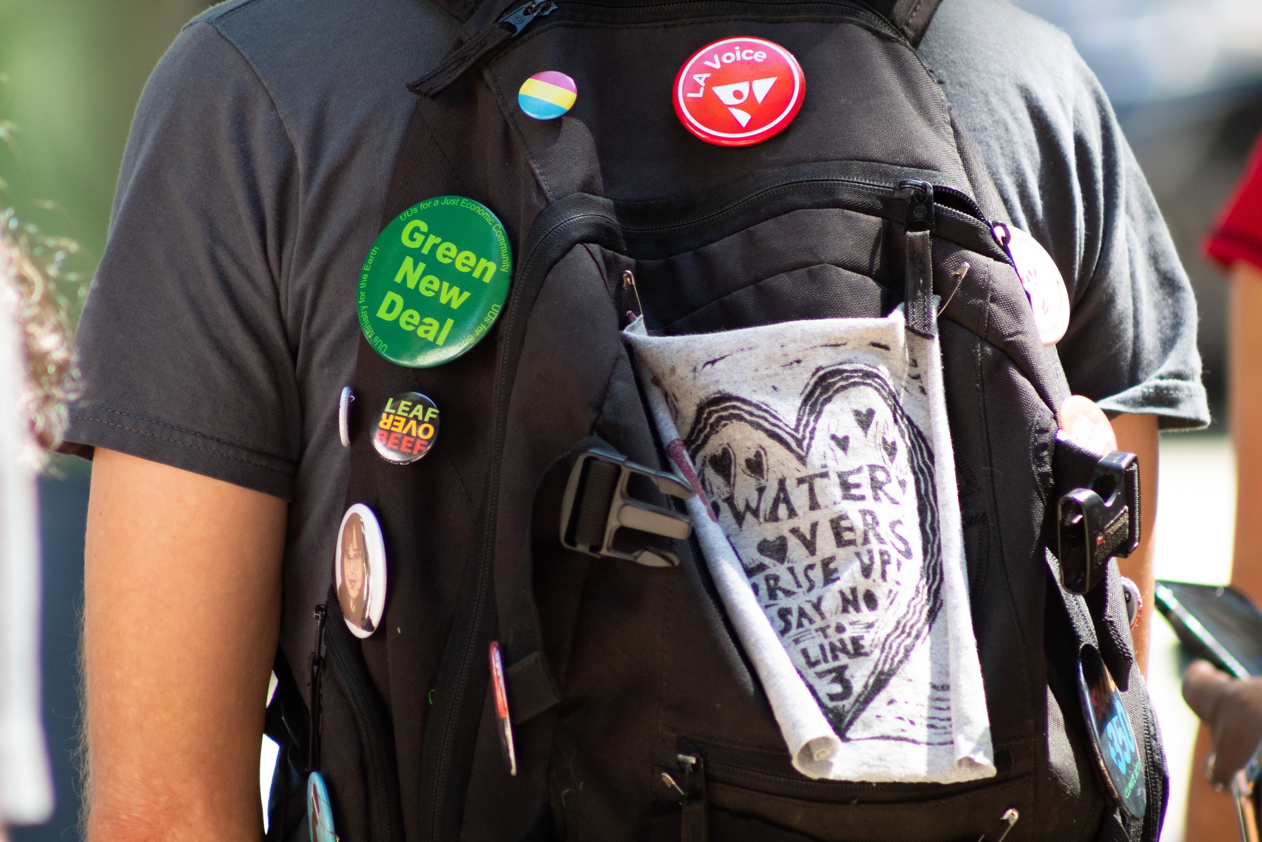  The backpack of a participant at the Youth Climate Strike at the Los Angeles City Hall, Los Angeles, Calif. on Sept. 23, 2022. (Caylo Seals | The Corsair) 
