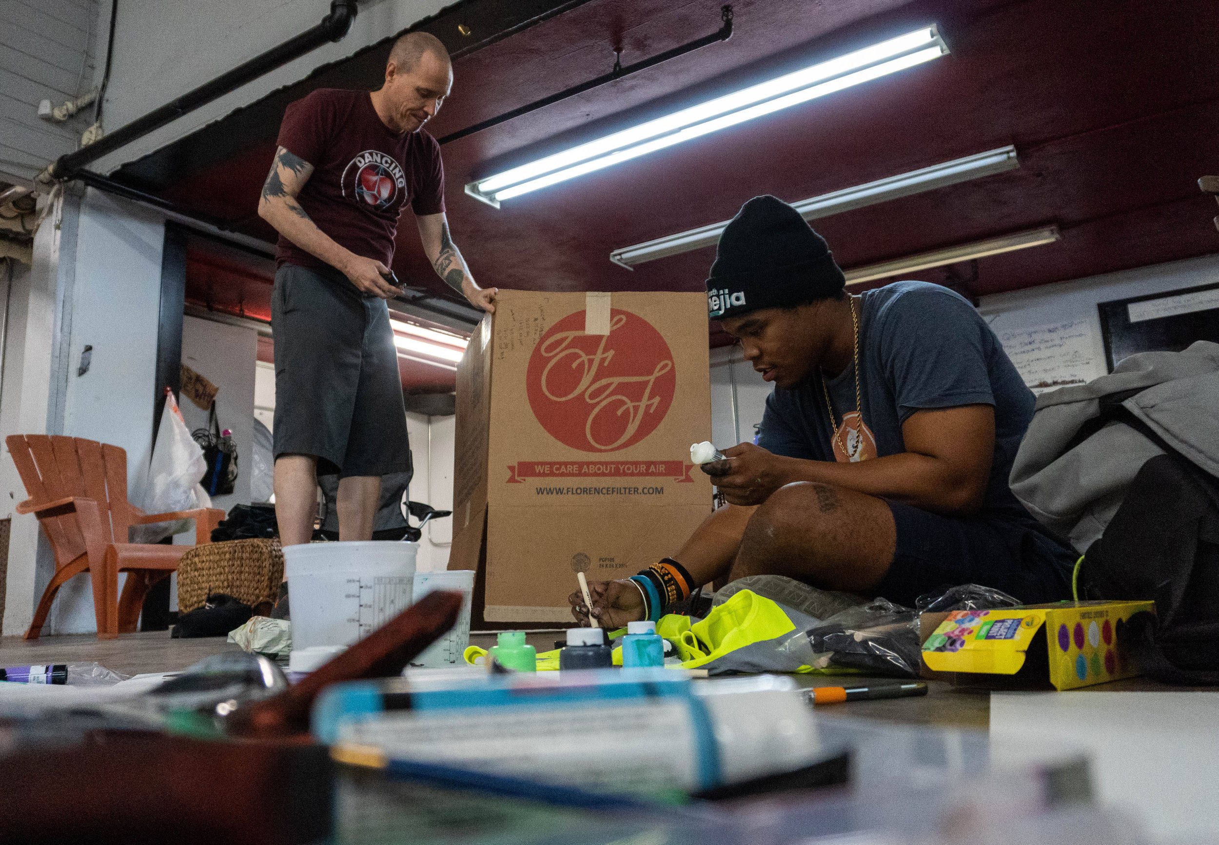  Cameron Levin, runs the non-profit community group Families 4 a Future and recently opened up a warehouse Downtown, which Levin calls 'Home' where he plans on using as a community space for youth groups like Youth Climate Strike L.A and others to ga