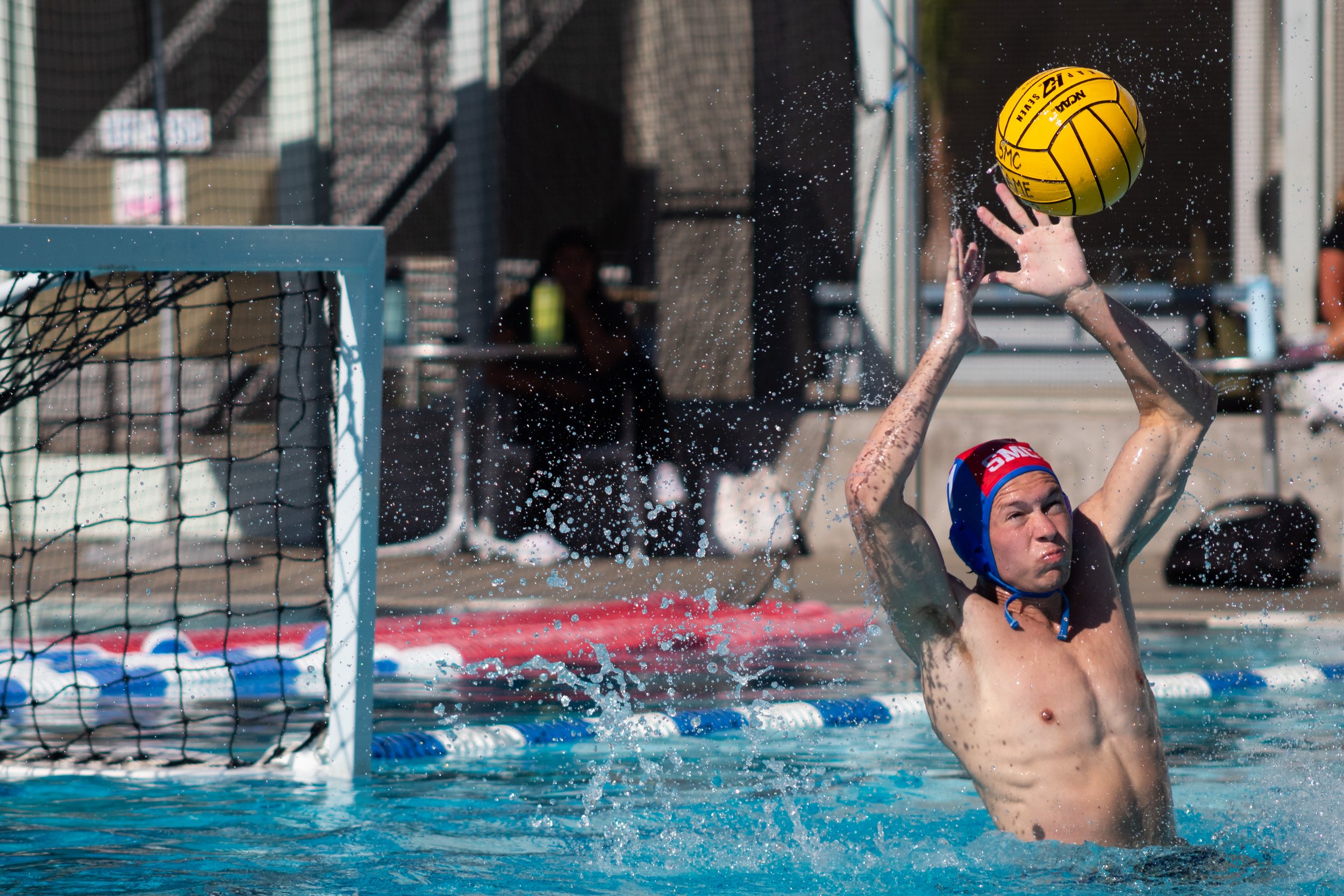  Santa Monica College Corsair Landon Sodi blocking a goal attempt during a home game against the Los Angeles Valley College Monarchs. The Corsairs lost 23-4. Santa Monica, Calif. on Sept. 28, 2022. (Caylo Seals | The Corsair) 