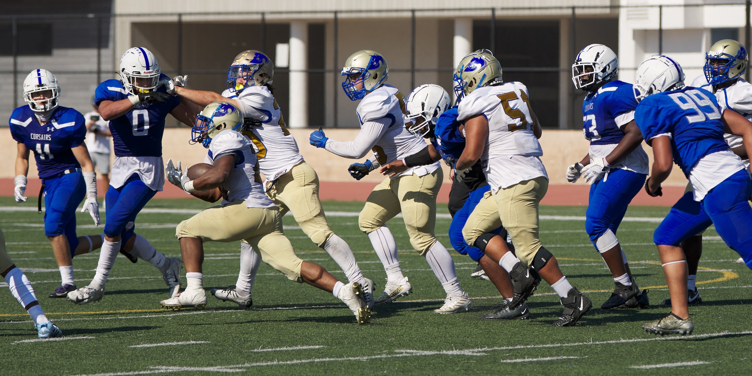  The football match between the Santa Monica College Corsairs and the West Los Angeles College Wildcats on Saturday, October 1, 2022, at Corsair Field in Santa Monica, Calif. The Corsairs won 41-40. (Nicholas McCall | The Corsair) 