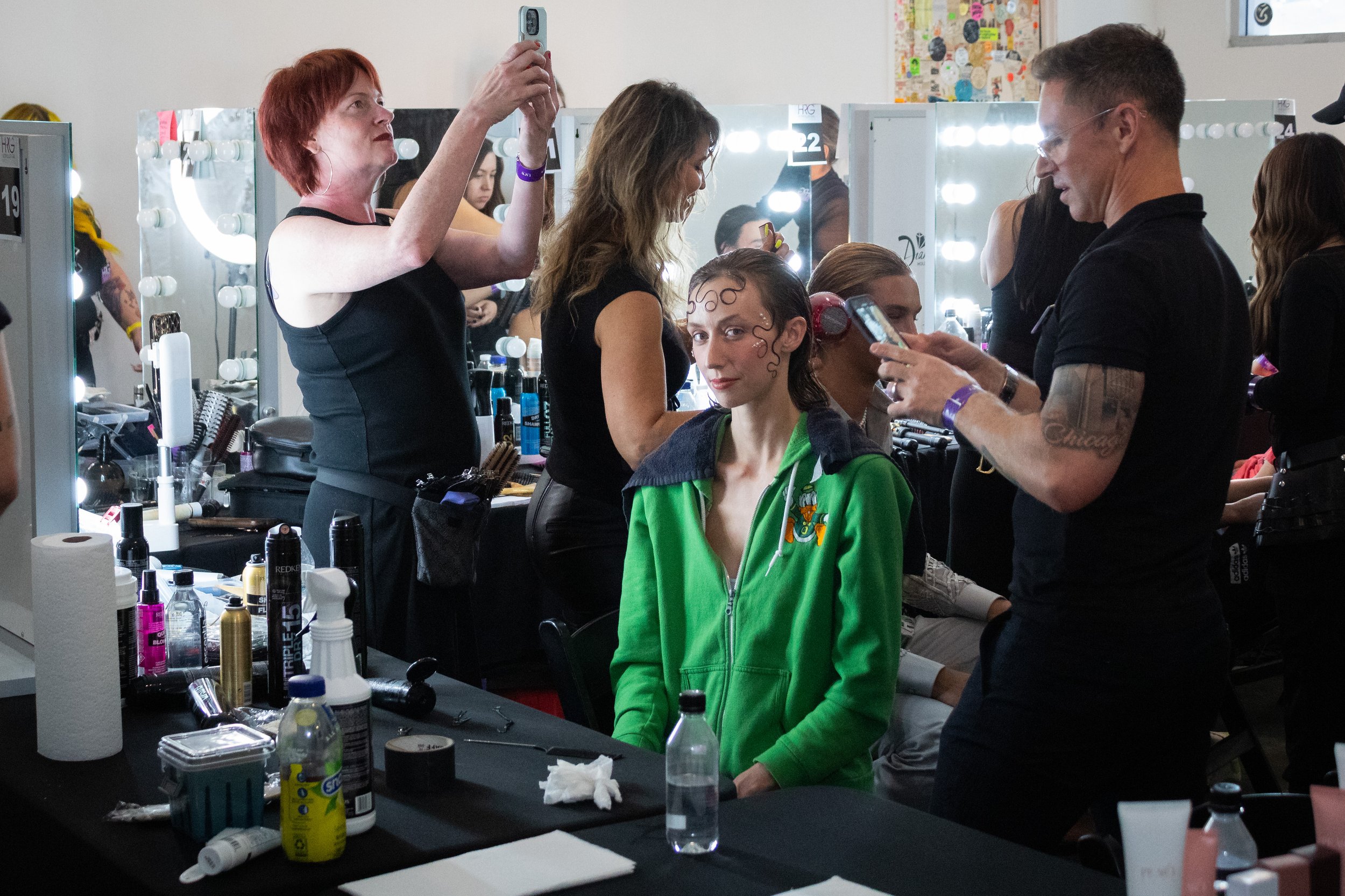  Hannah Allington getting ready in hair and makeup before walking on the runway for Francis Libiran at Los Angeles Fashion Week on Friday, Oct. 7, 2022, and she also walked for Chris Nick earlier the same day. The events on Friday at the Lighthouse A