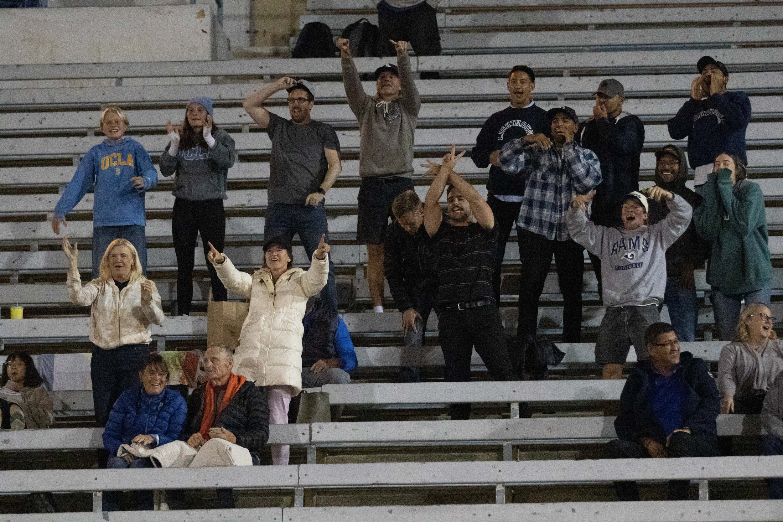  The crowd cheering at Santa Monica College, Santa Monica, Calif. during a football game against Moorpark College Raiders on Thursday, Oct. 13, 2022. The game ended in favor of the Raiders, 49-13. (Caylo Seals |The Corsair) 