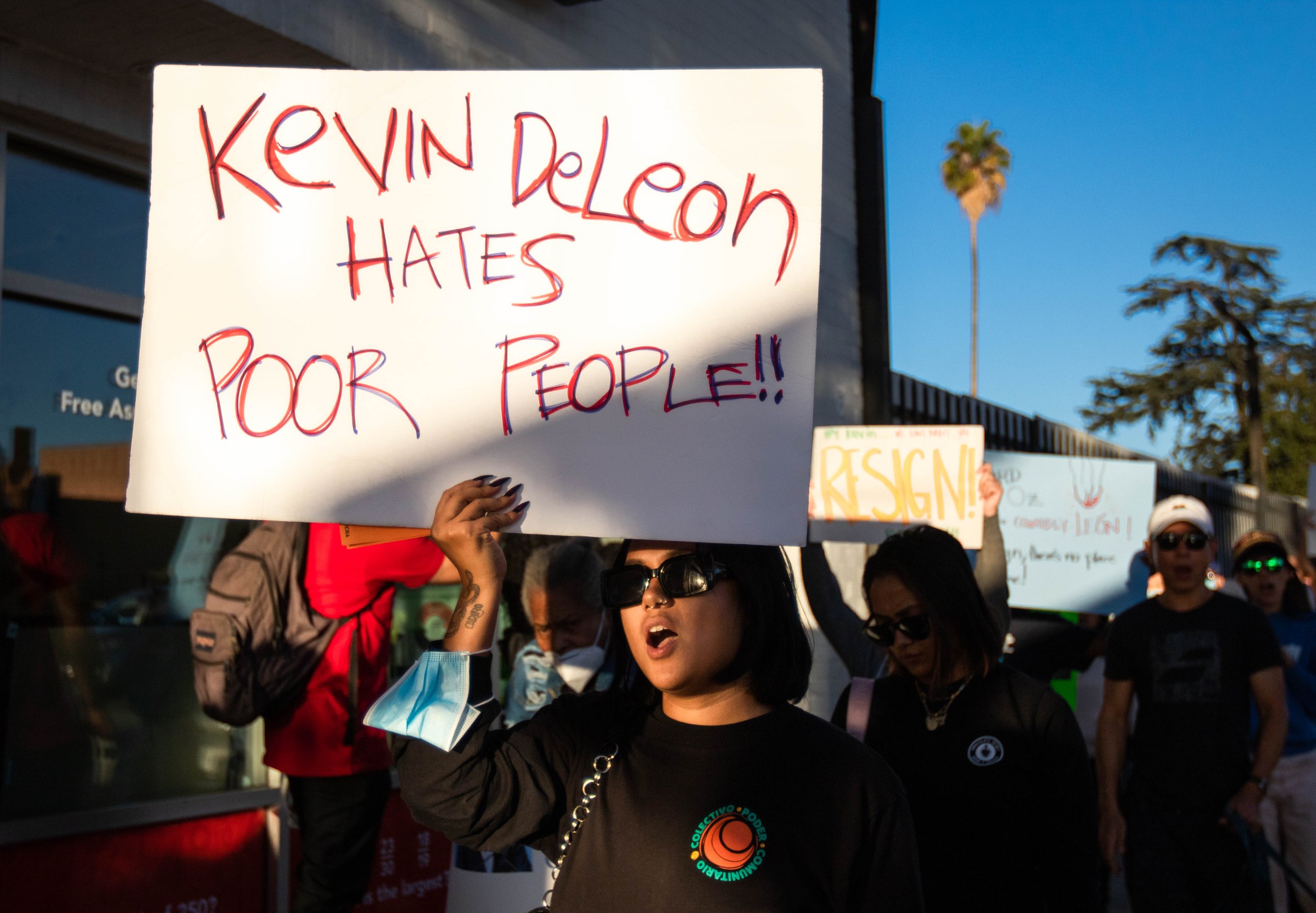  In response to the leaked   audio tapes in Los Angeles City Hall, consisting of racist remarks from LA council members. On Oct. 24, 2022, a rally of approximately 200, marched from Council Member Kevin De León's office at Eagle Rock Field to his per
