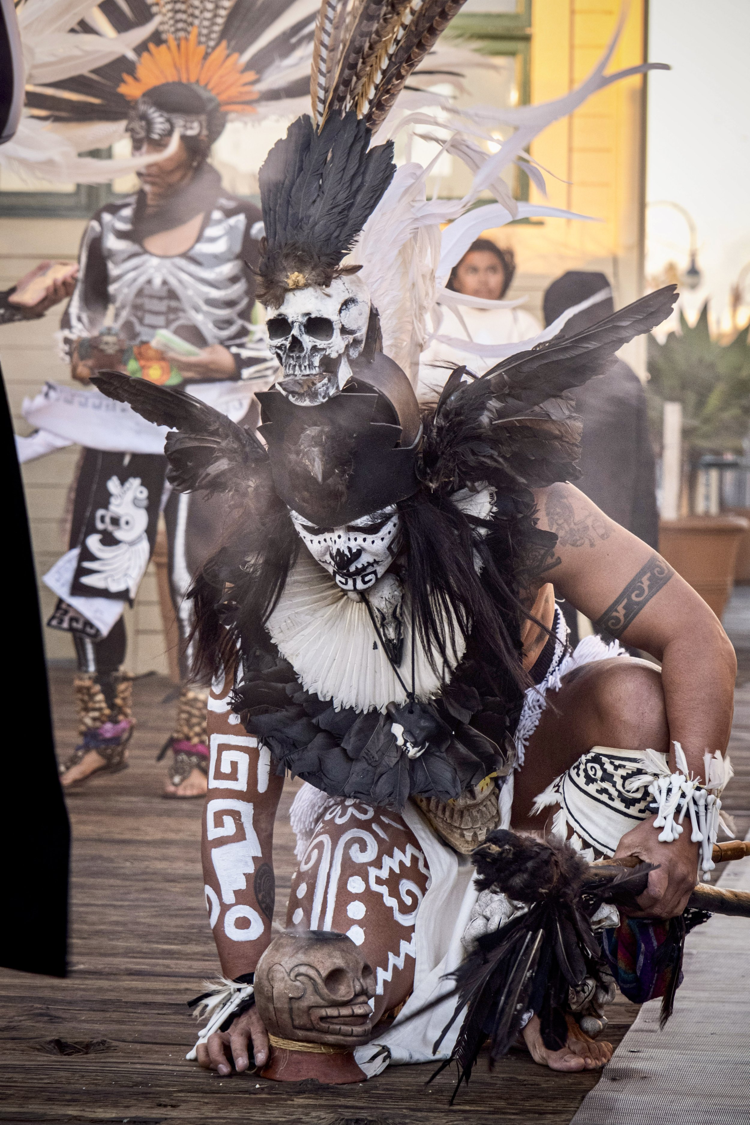  Tzinacantli burns ceremonial materials for celebration of Dia de Los Muertos on the Santa Monica Pier on November 2. Natives from the Tongva tribe joined Aztec members of the Kalpoli Tonelhuayo circle at the west end of the Santa Monica Pier. “We bu