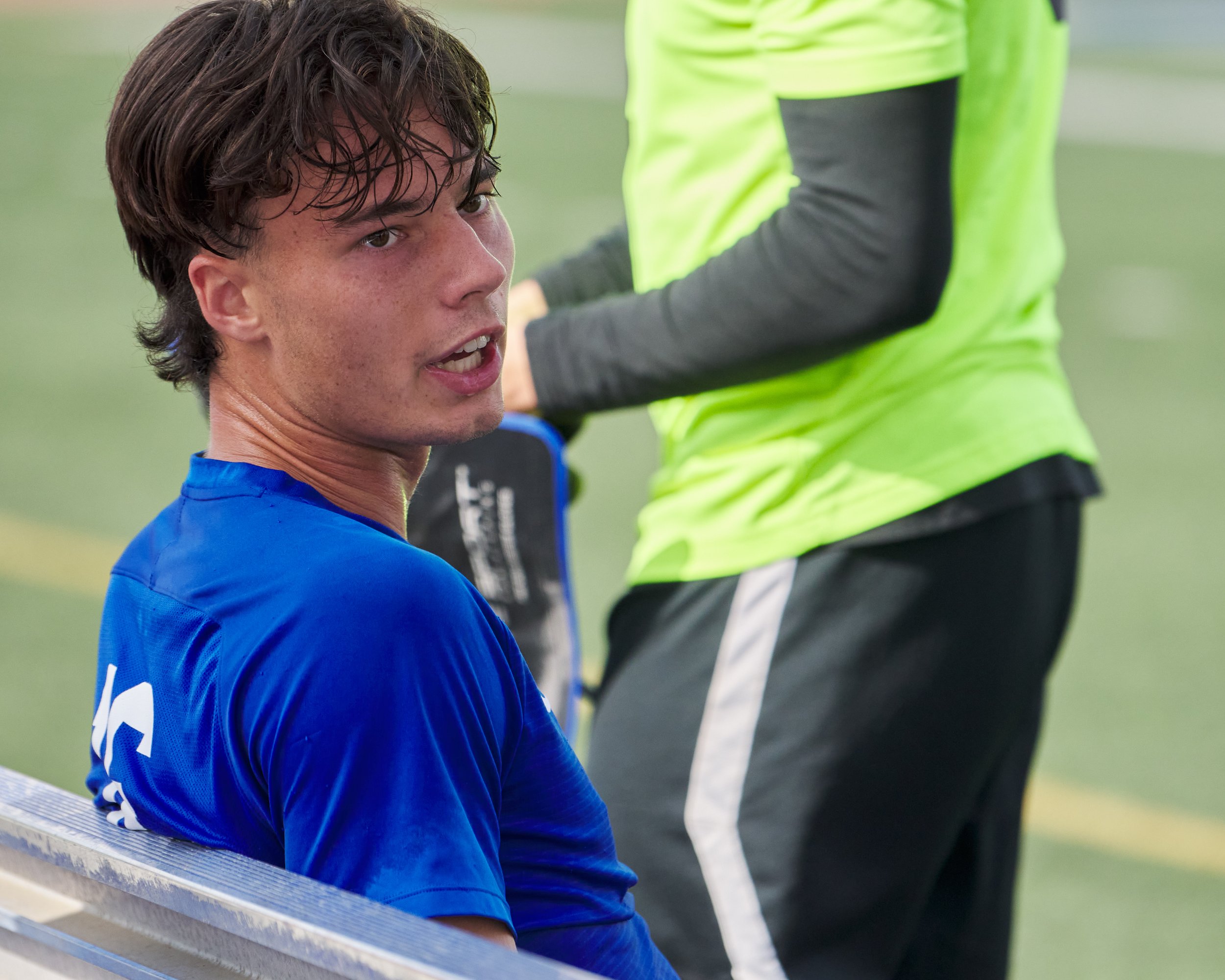  Santa Monica College Corsairs' Kyler Sorber tells his teammates to control their tempers during the men's soccer match against the Los Angeles Mission College Eagles on Tuesday, Nov. 1, 2022, at Corsair Field in Santa Monica, Calif. The Corsairs won