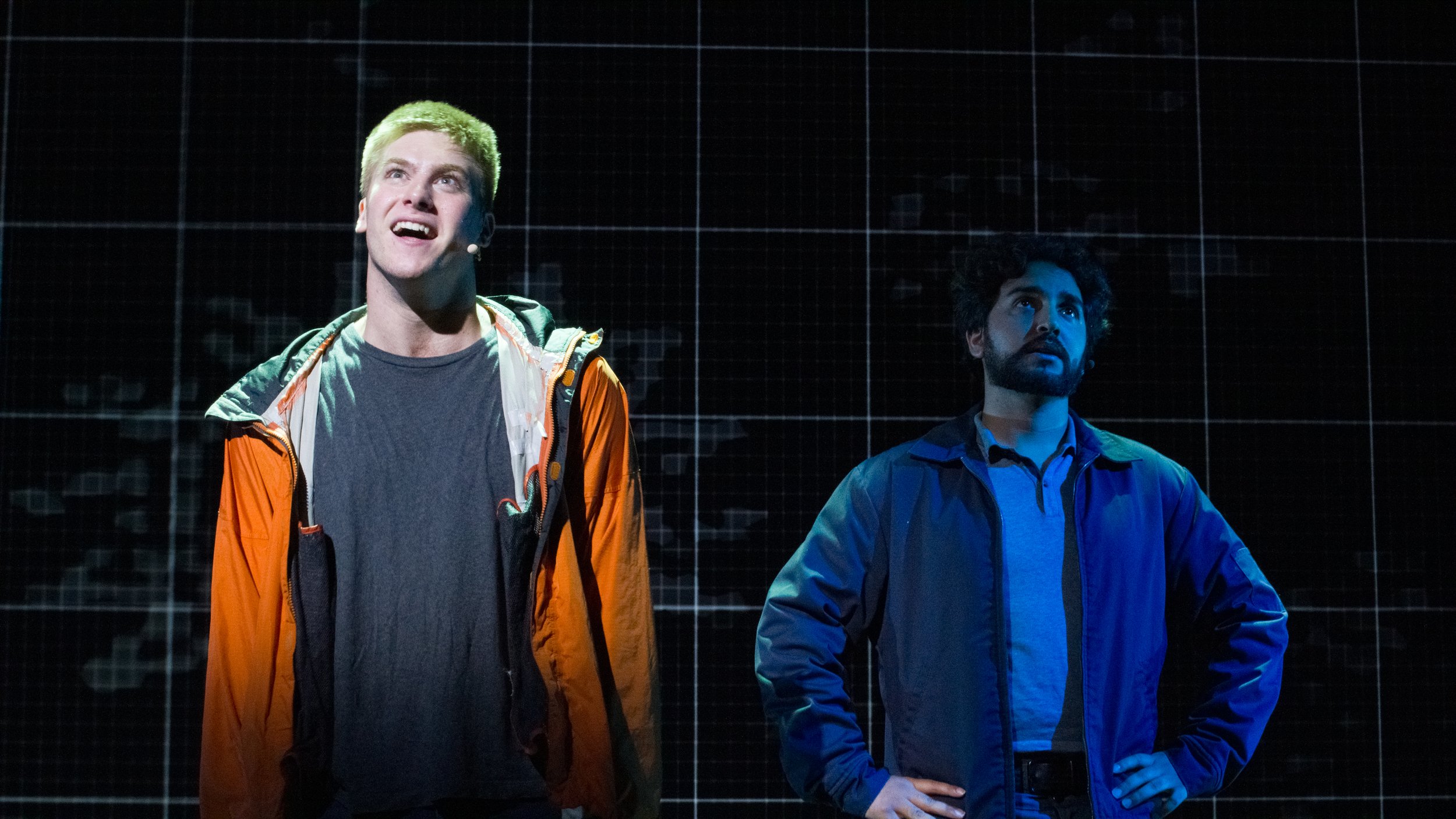  Justin Valine (left) and Tommy Abraham (right) during last dress rehearsal before the first showing of "The Curious Incident of The Dog in The Night-Time" on Thursday, October 7th at Santa Monica College, Santa Monica, Calif. 