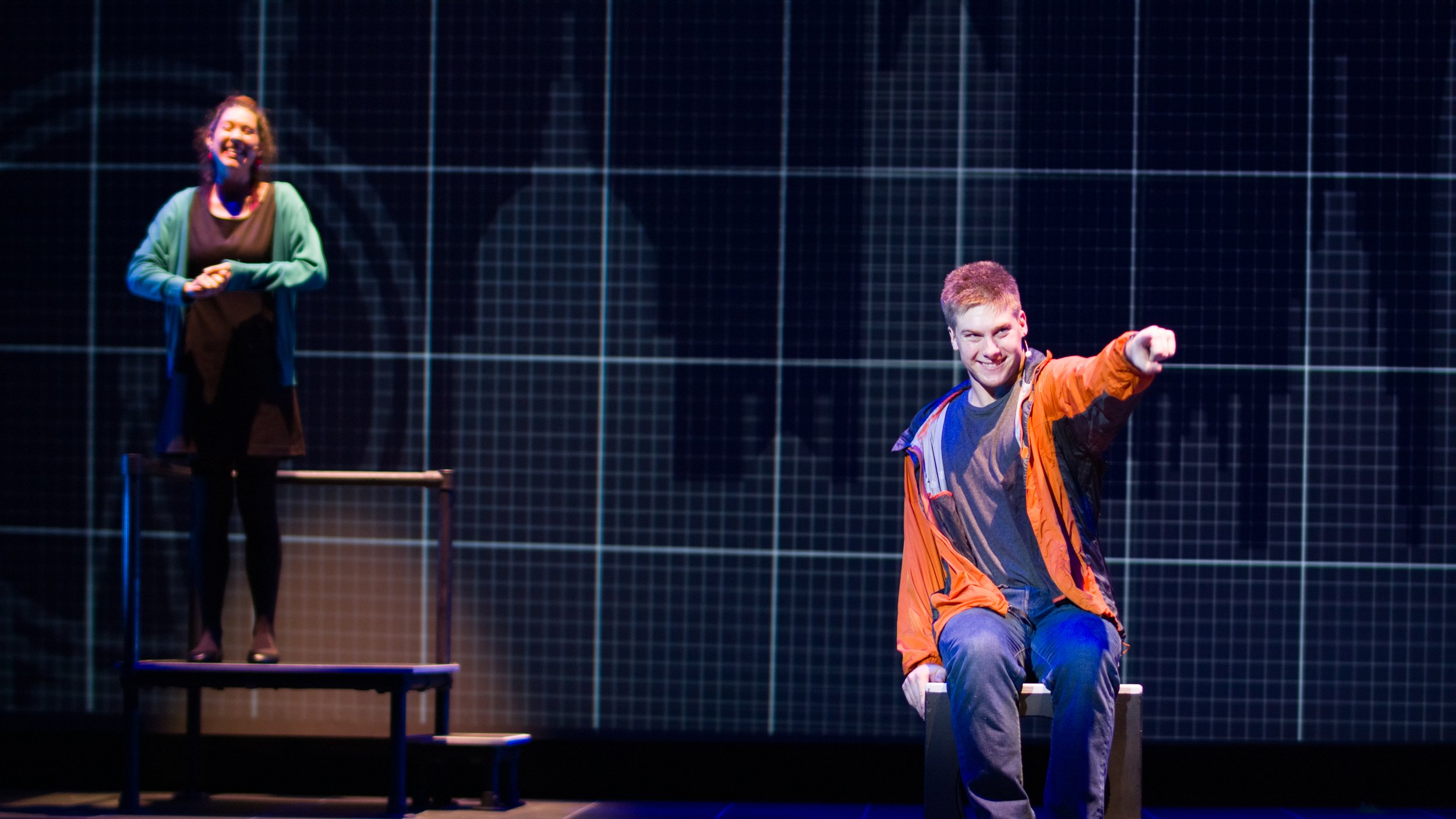  Kiana Spath (left) and Justin Valine (right) during last dress rehearsal before the first showing of "The Curious Incident of The Dog in The Night-Time" on Thursday, October 7th at Santa Monica College, Santa Monica, Calif. 