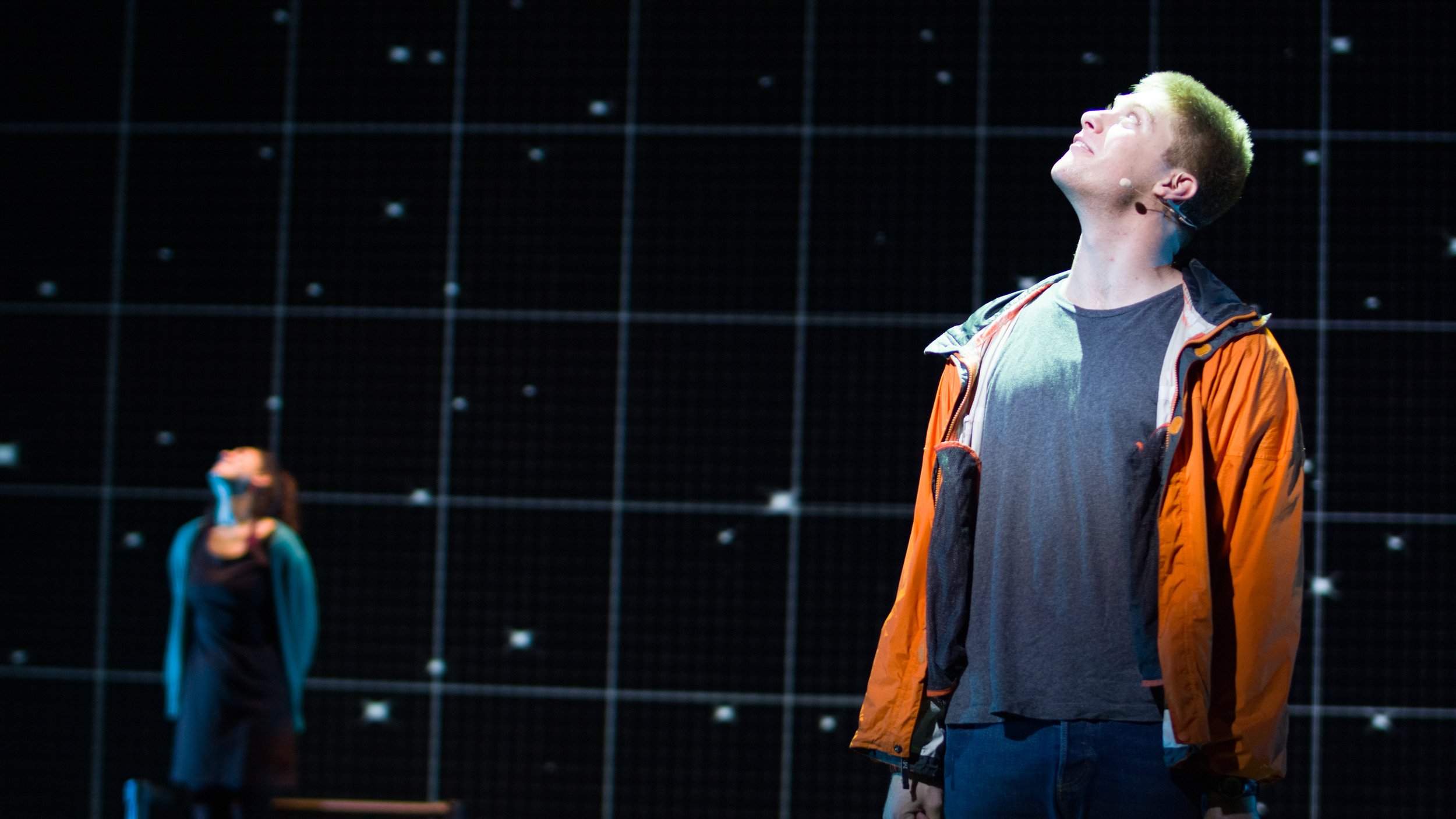  Kiana Spath (left) and Justin Valine (right) during last dress rehearsal before the first showing of "The Curious Incident of The Dog in The Night-Time" on Thursday, October 7th at Santa Monica College, Santa Monica, Calif. 