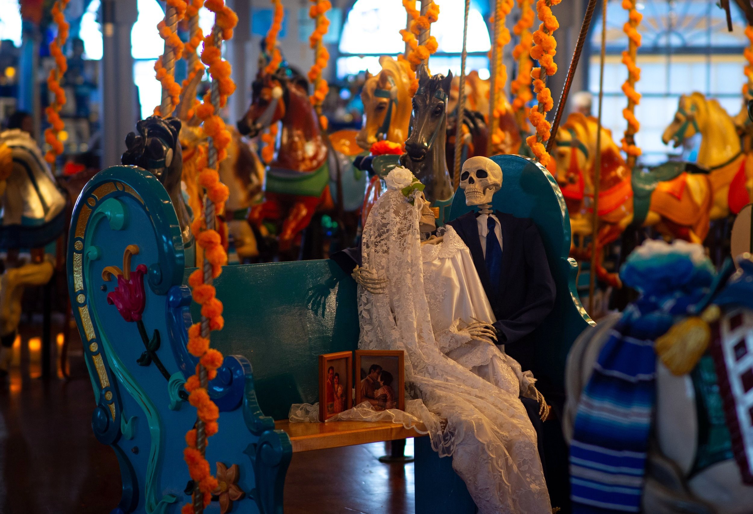  Dia de los Muertos event held inside the Santa Monica Pier Carousel where ofrendas where displayed which are offerings to the dead such as food and drinks. Dia de los Muertos is a traditional holiday celebrated on Nov. 1-2 and highly celebrated in M