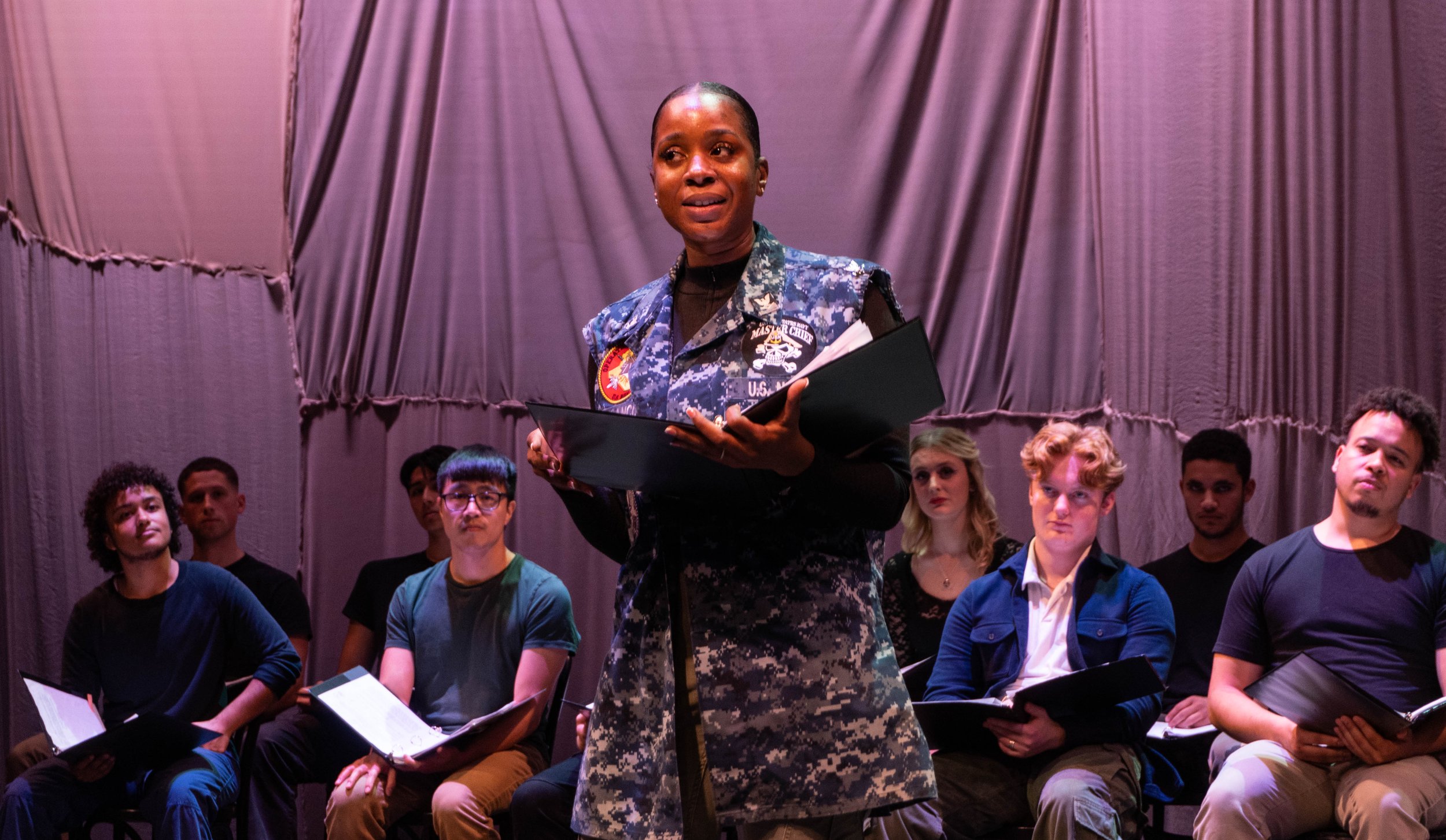  Jomarla Melancon plays Tiffany during the stage reading of War Words. War Words is a play written by Michelle Kholos Brooks and is part of a national initiative to honor veterans through theatrical storytelling. The play was in collaboration with Ne