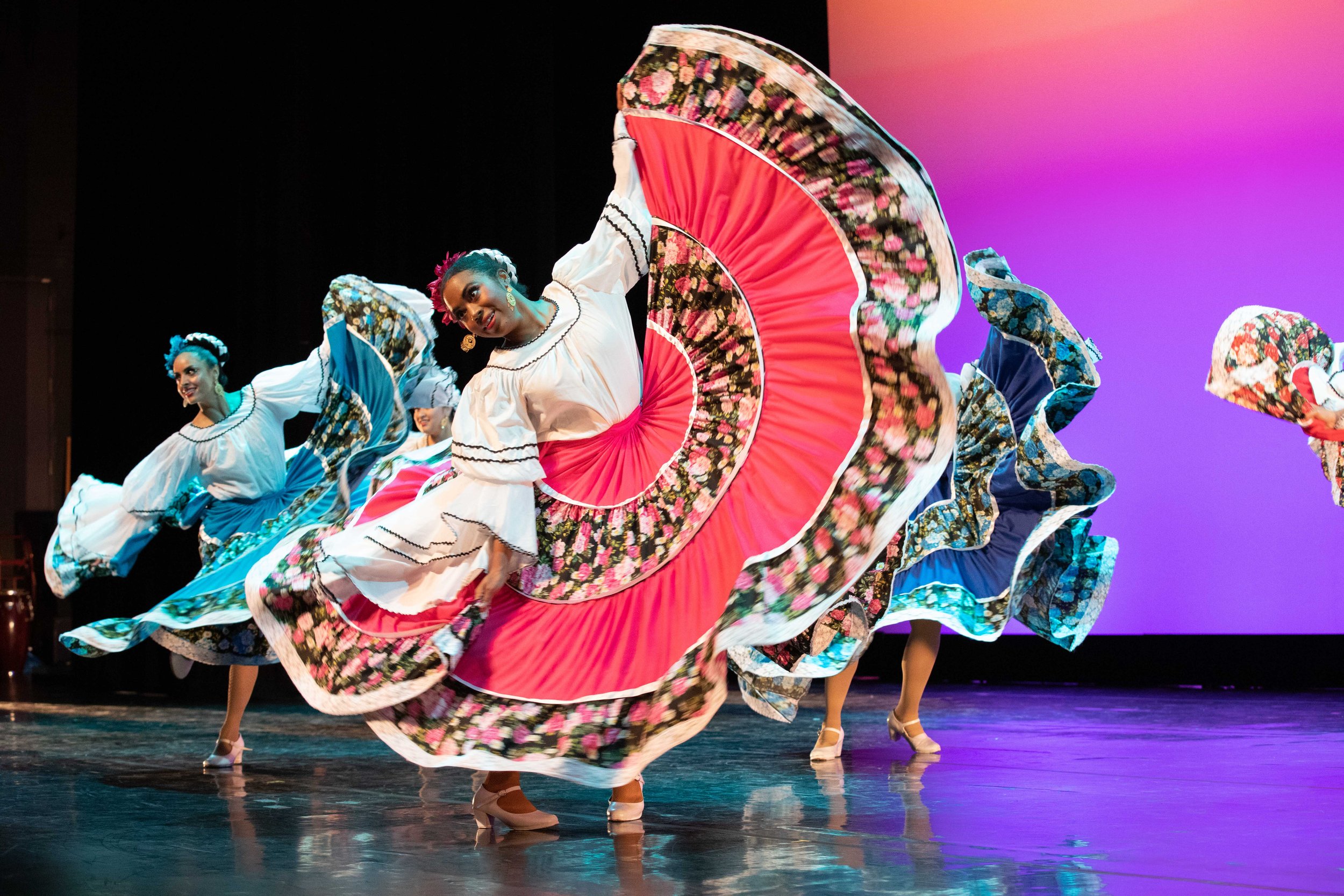  SMC students perform world dance styles with the Global Motion World Dance Company during the live performance at The Broad Theater in Santa Monica, Calif. This company provides a platform for students to experience and learn about other cultures th