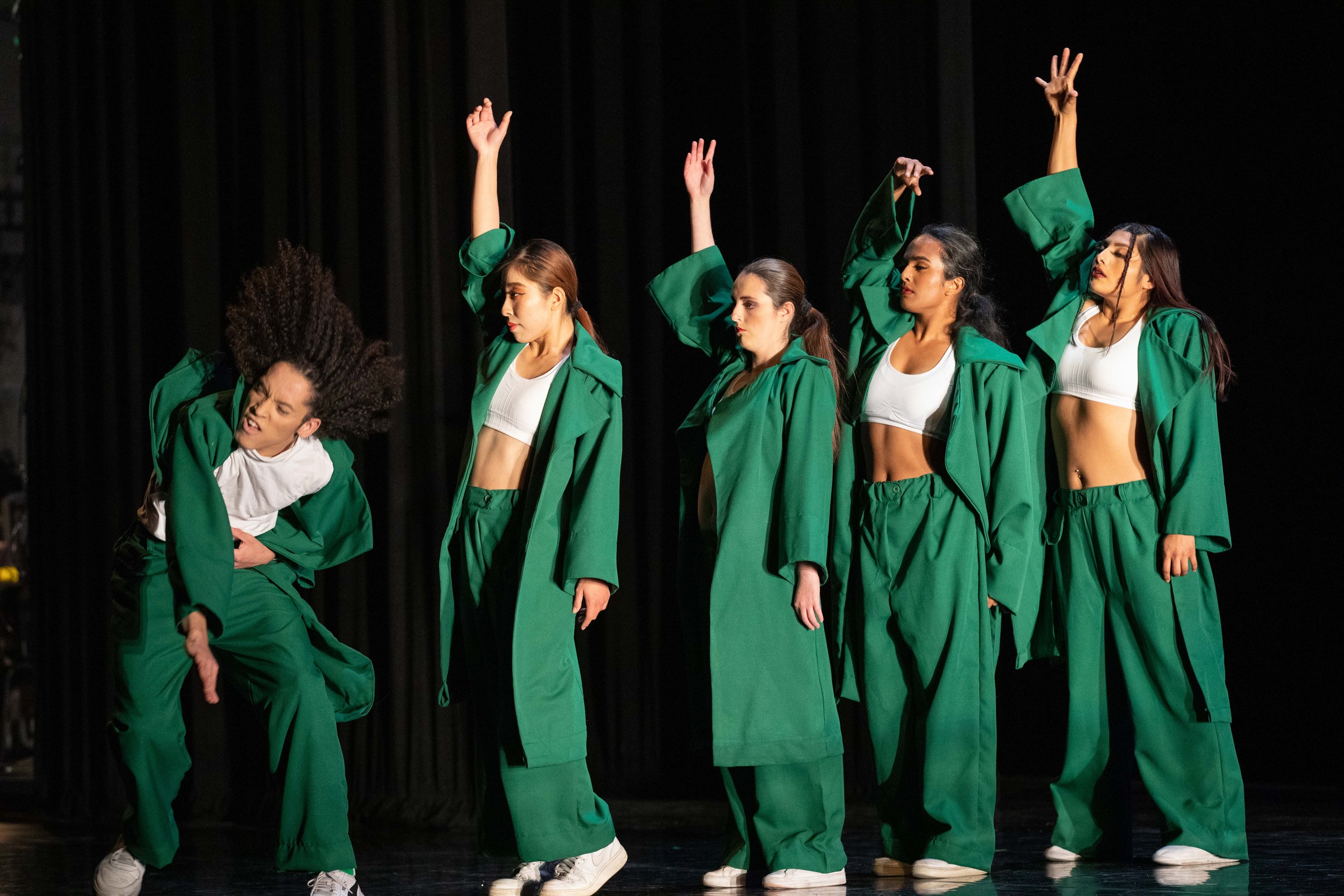  SMC students perform world dance styles with the Global Motion World Dance Company during the live performance at The Broad Theater in Santa Monica, Calif. This company provides a platform for students to experience and learn about other cultures th