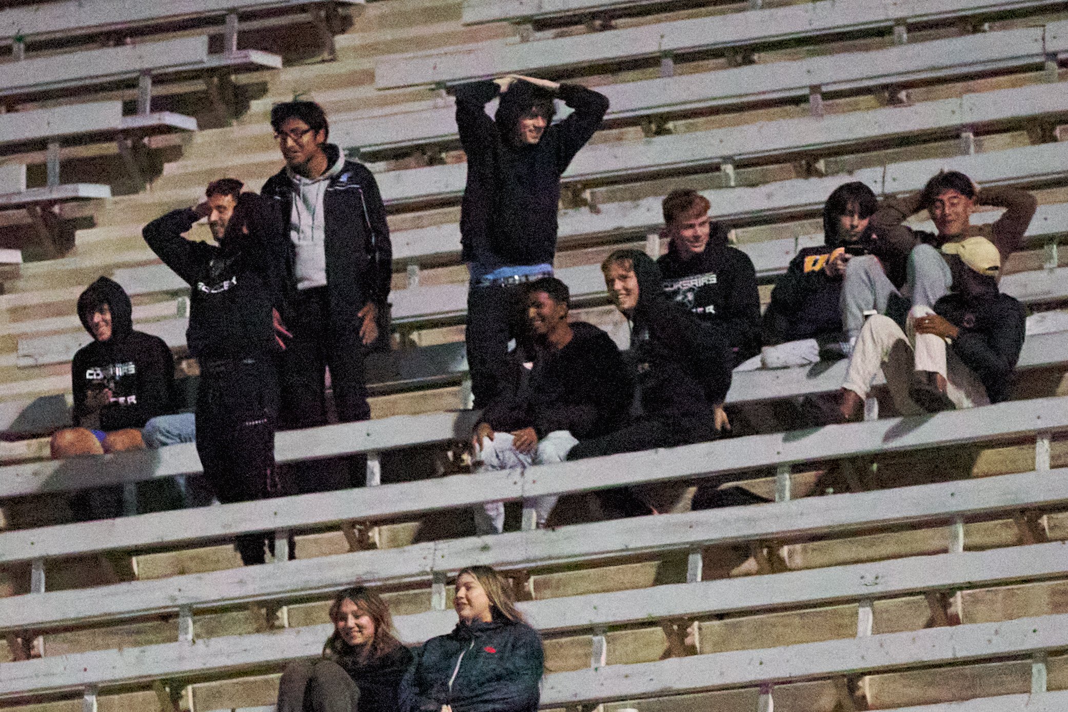  Members of the Santa Monica College Corsairs Men's Soccer team watch the game in support of the women's team during the match against the Bakersfield College Renegades on Wednesday, Nov. 16, 2022, at Corsair Field in Santa Monica, Calif. The Corsair