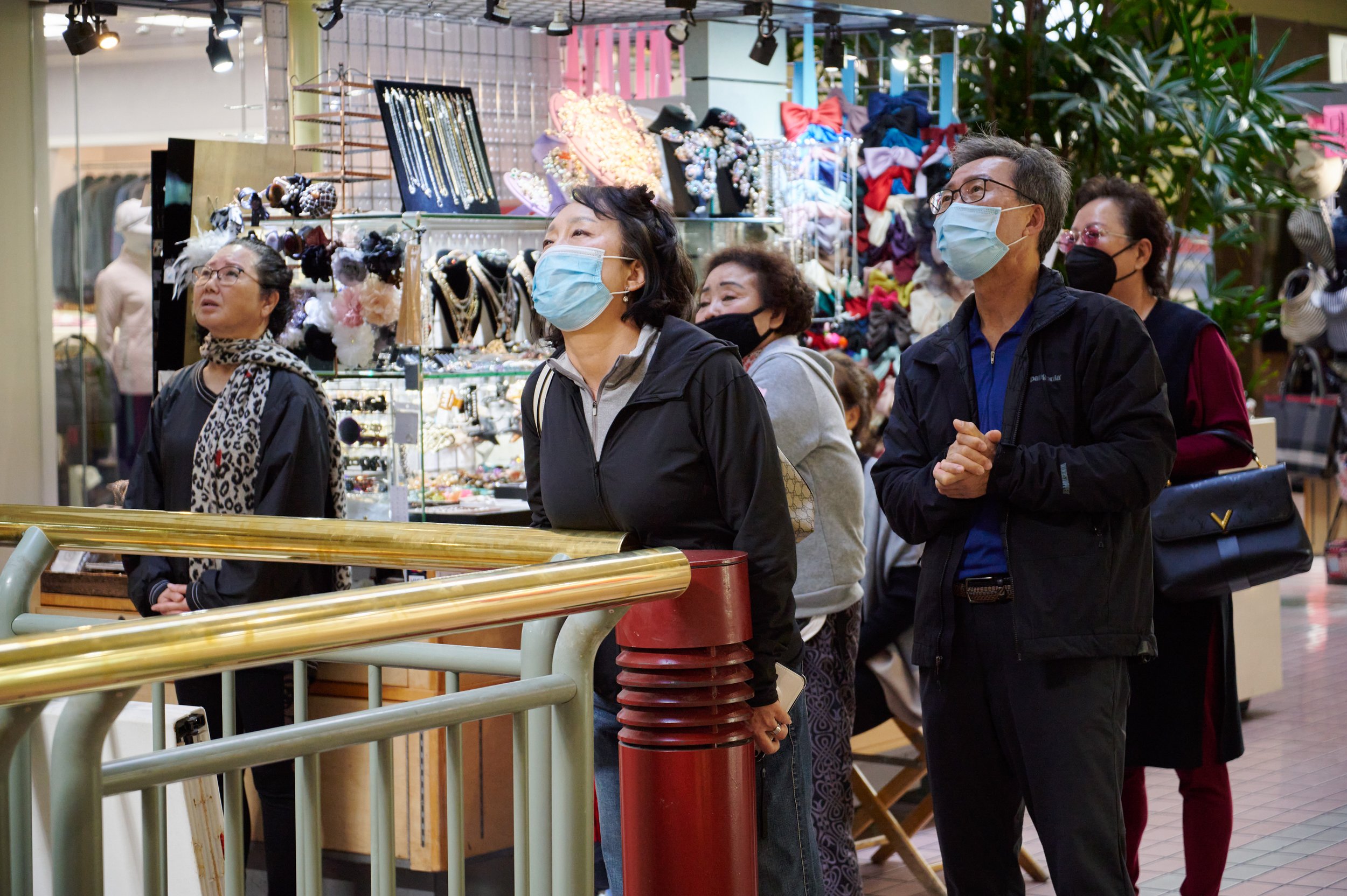  People watch the World Cup match between South Korea and Brazil at the Koreatown Community World Cup Viewing Party at Koreatown Plaza on Monday, Dec. 5, 2022, in Los Angeles, Calif. (Nicholas McCall | The Corsair) 