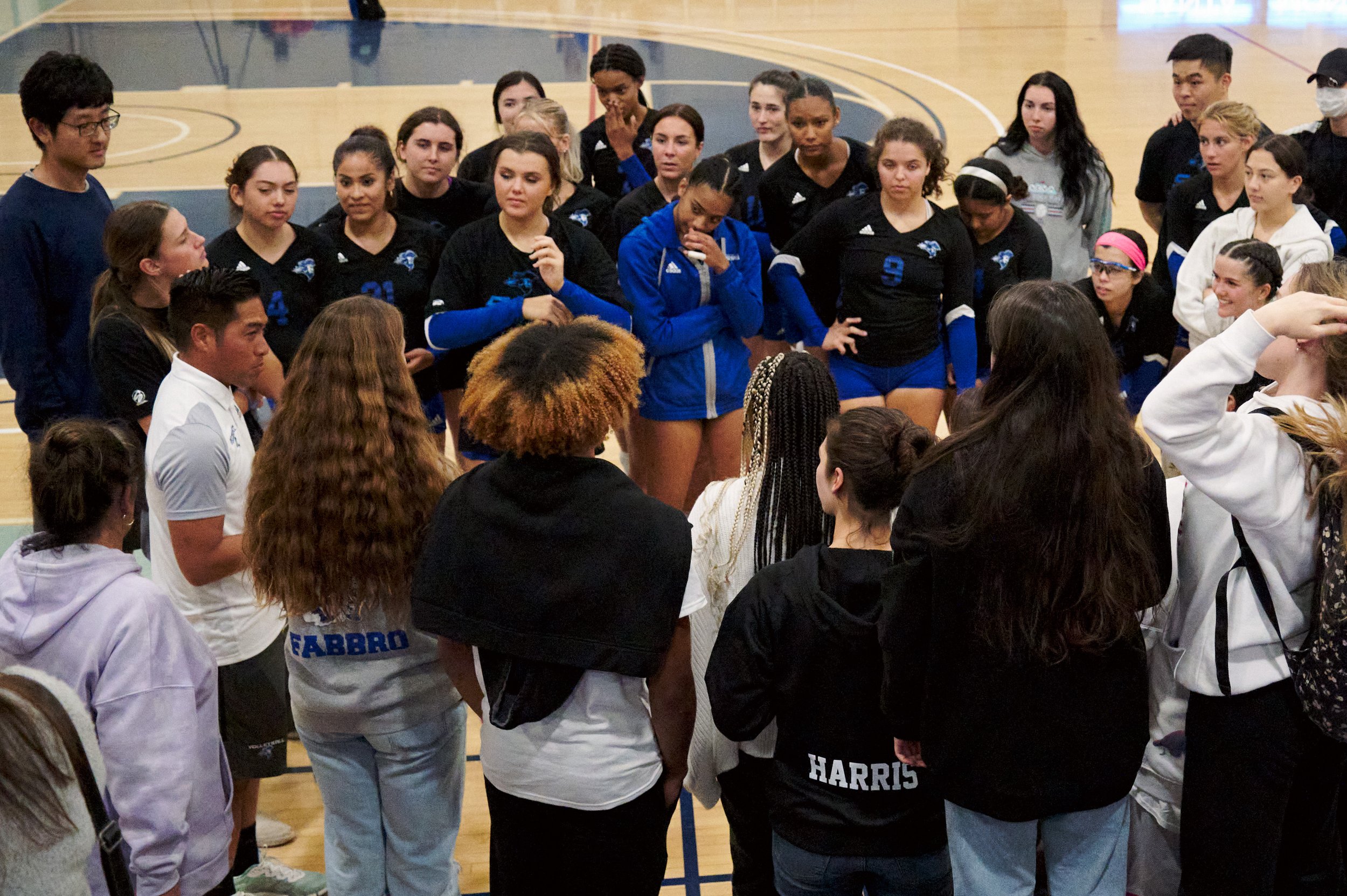  The Santa Monica College Corsairs Women's Volleyball team meets the University High School Volleyball Varsity team after game against the West Los Angeles College Wildcats on Wednesday, Oct. 26, 2022, at SMC Gym in Santa Monica, Calif. The Corsairs 